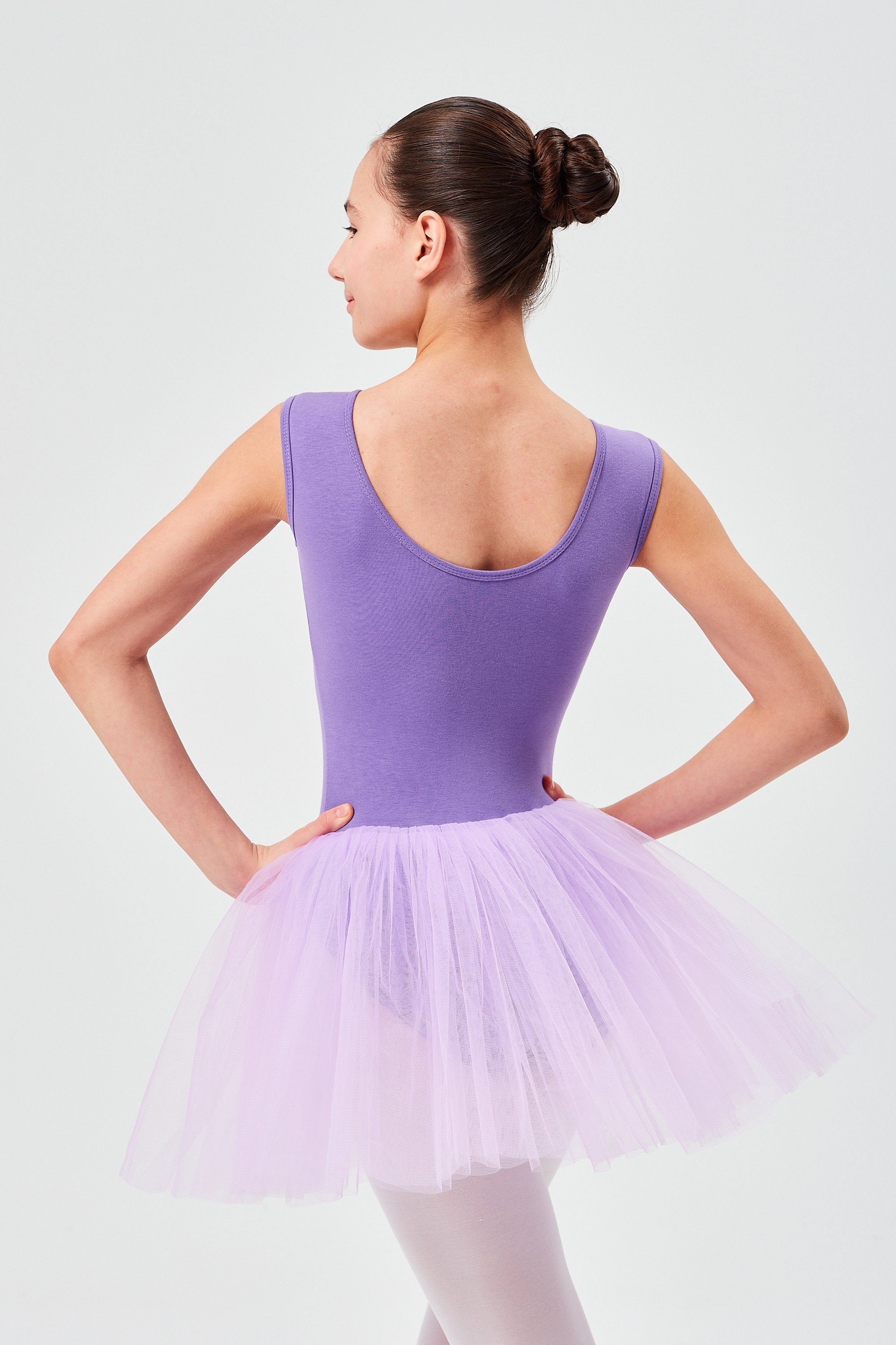 tanzmuster Tüllkleid Ballett Tutu mit Spitzeneinsatz Ballettkleid aus weicher Baumwolle mit langem Tüllrock, für Mädchen – Bild 2 von 5