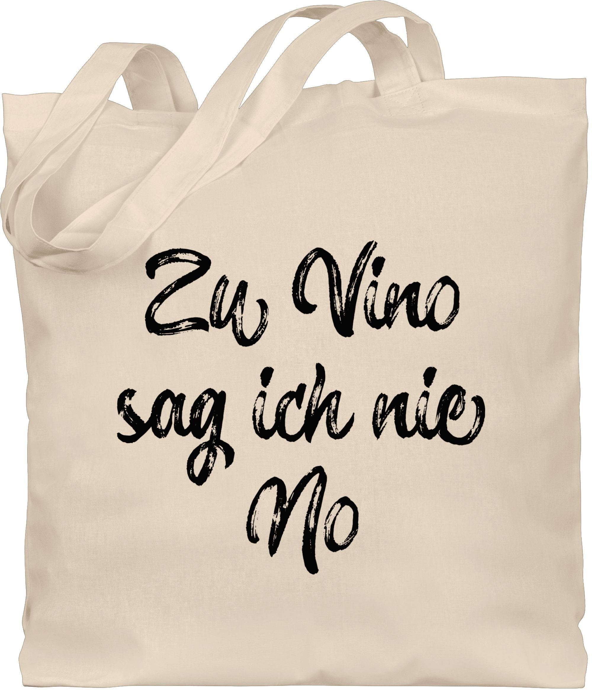 Shirtracer Umhängetasche Zu Vino sag ich nie No Vintage, Sprüche Statement mit Spruch 1 Naturweiß