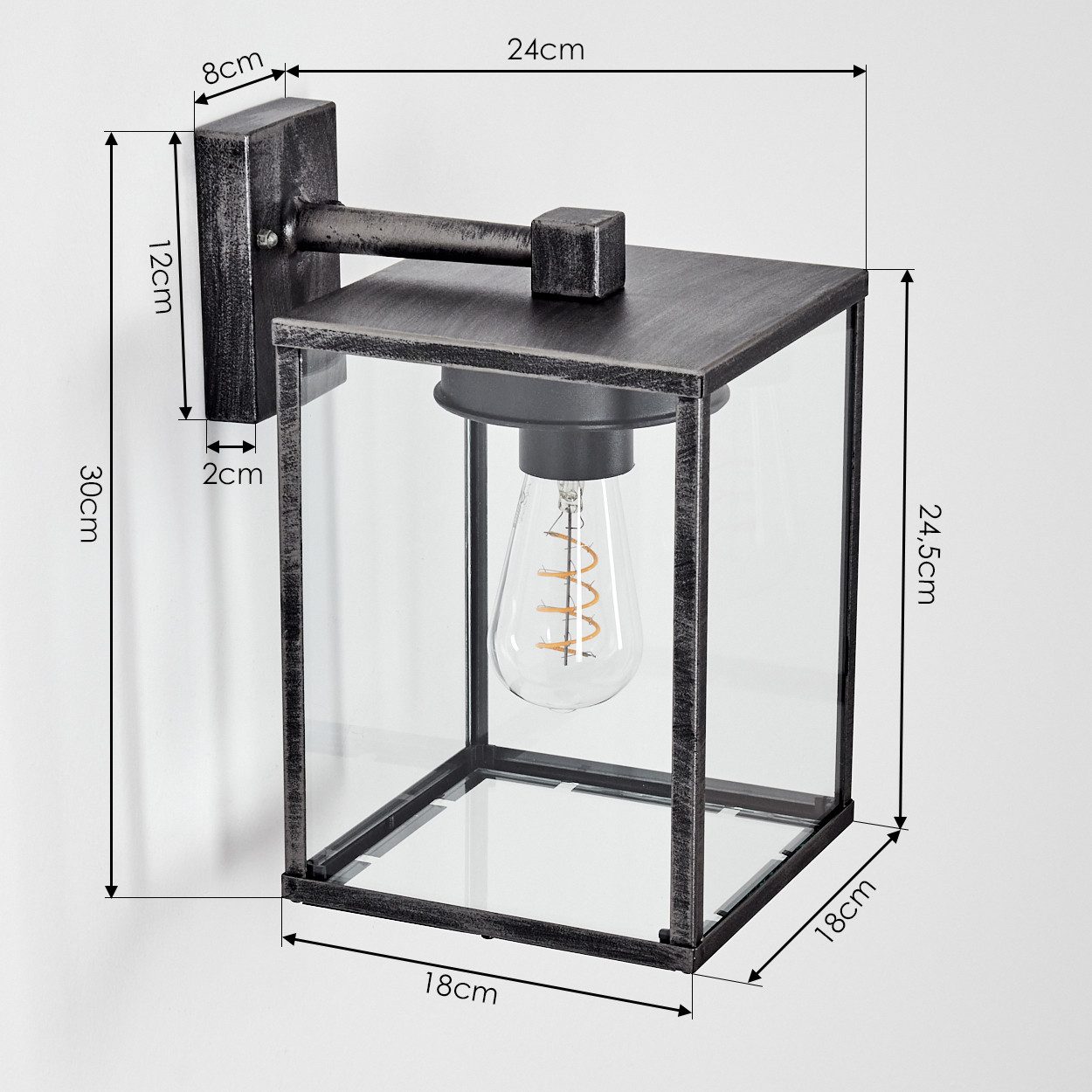 hofstein Außen-Wandleuchte Außenwandlampe aus Metall/Glas in Schwarz/Silber/Klar mit Lichteffekt, ohne Leuchtmittel, Wandleuchte außen abwärts im modernen Retro/Vintage-Design, E27, IP44