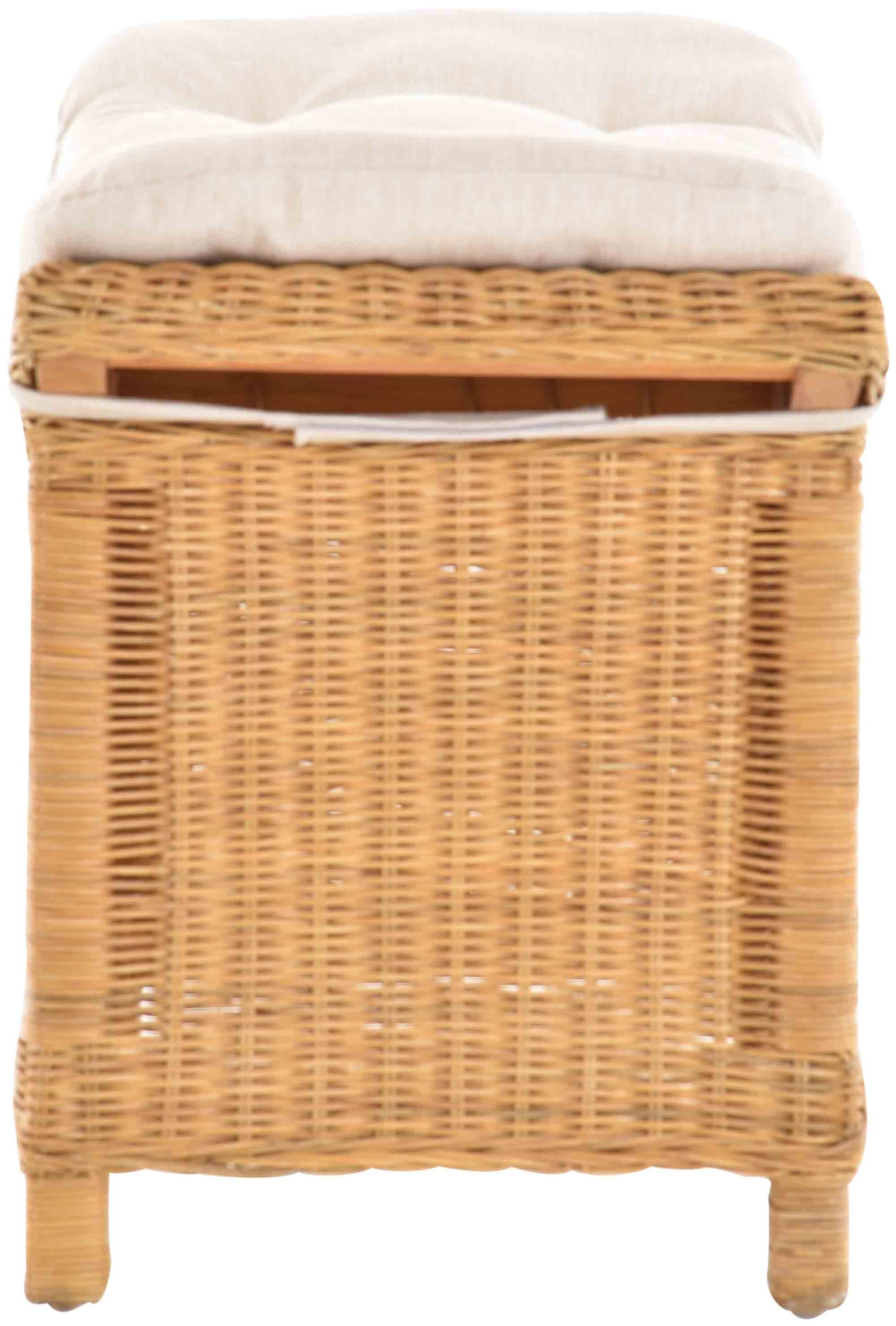 Krines Home Sitzhocker Fußhocker Stabiler Sitz-Hocker/Schemel aus echtem Rattan mit Kissen