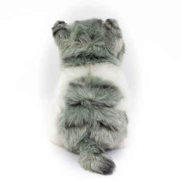 Teddys Rothenburg Kuscheltier Katze 17cm sitzend grau/weiß Plüschkatze Stofftier
