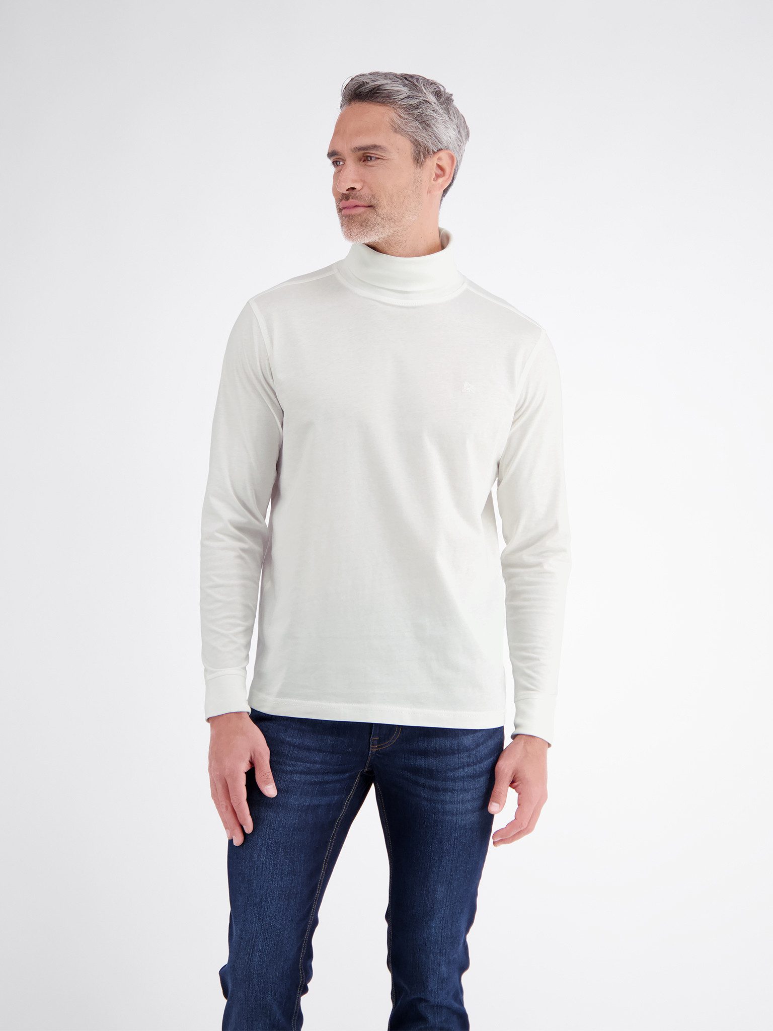 LERROS Rollkragenshirt mit Logo Stickerei