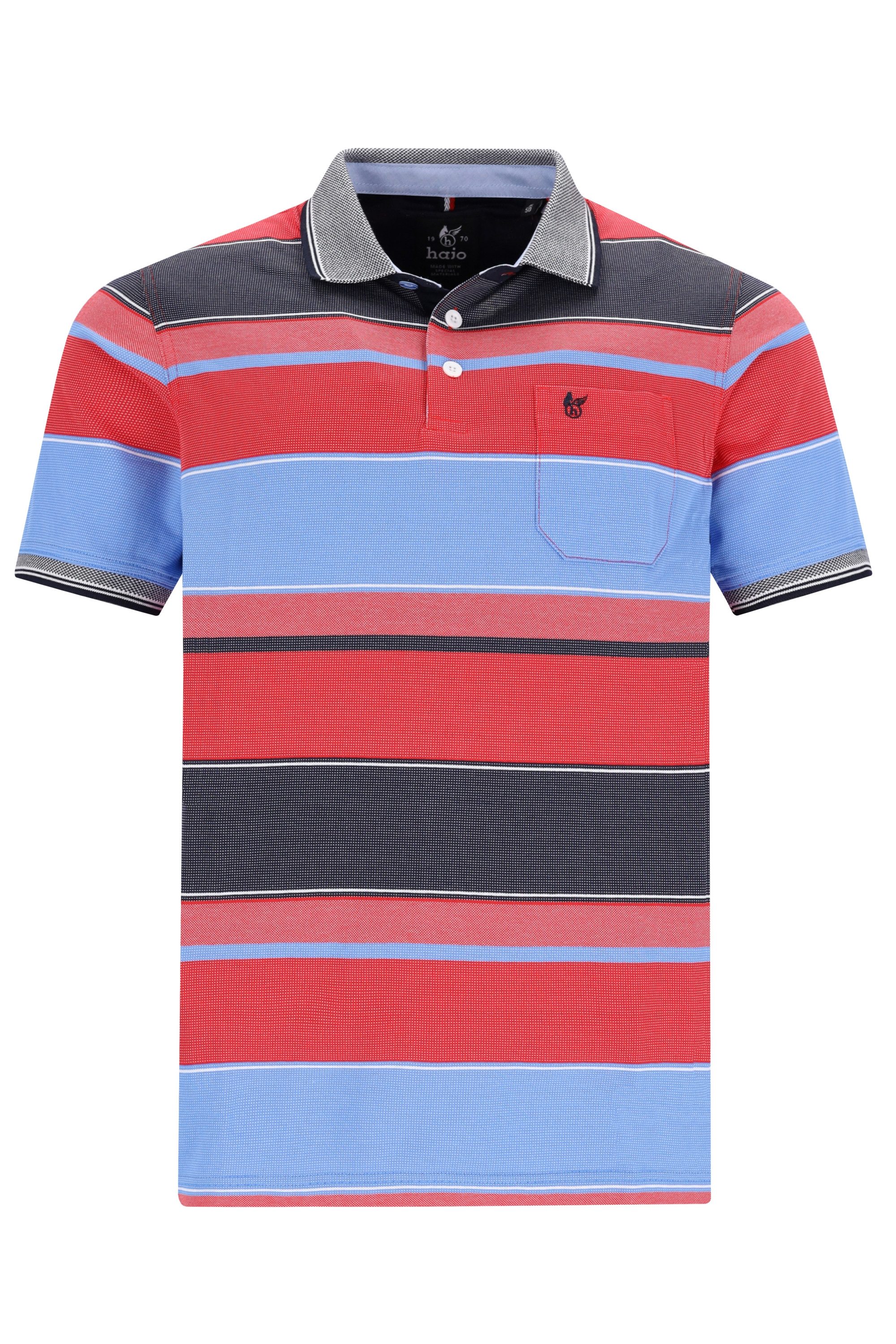 Hajo Poloshirt H Poloshirt Stay FreshFeinpique Streifen lava