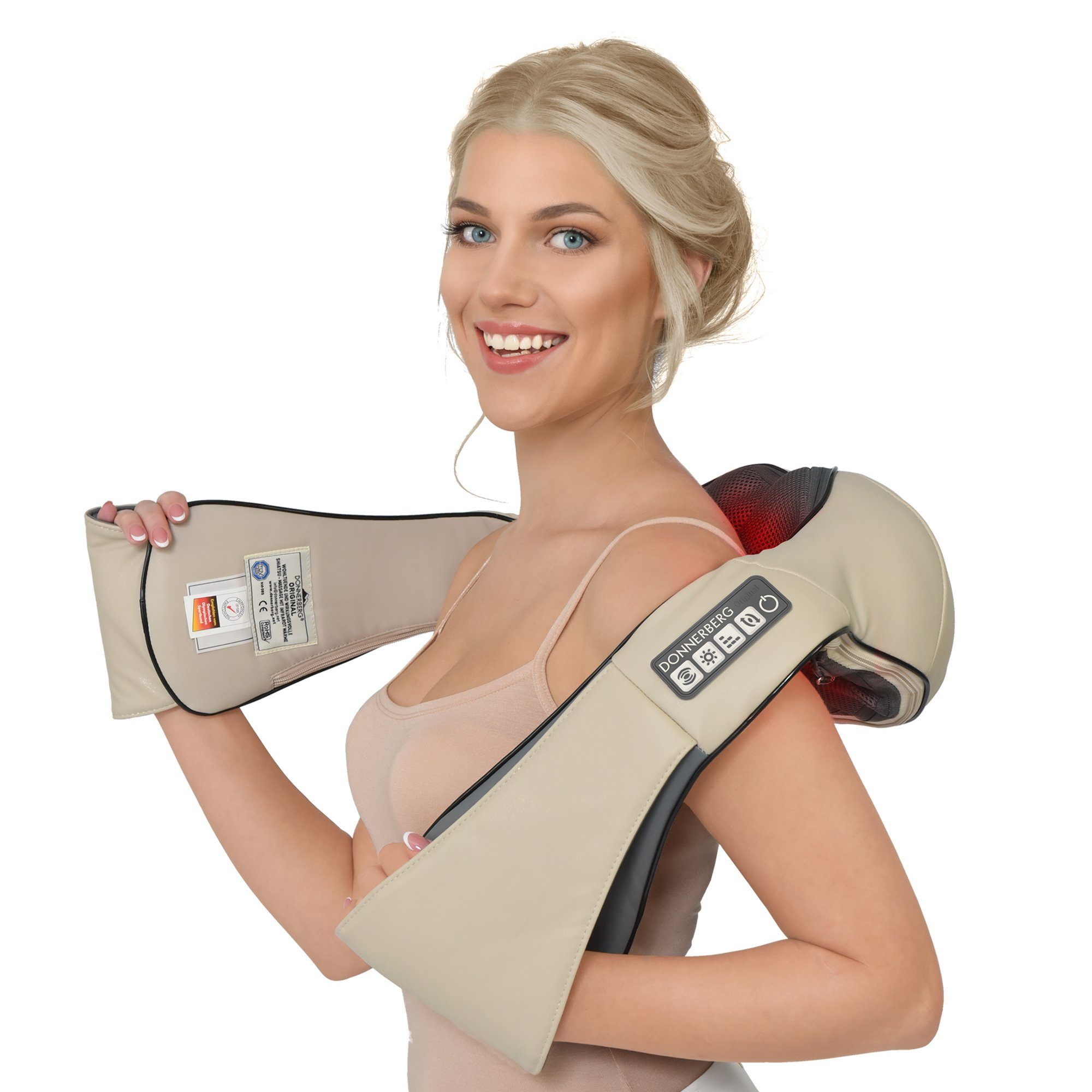 Donnerberg Nacken-Massagegerät NM-089 beige, DAS Original mit 7 Jahre Garantie, mit Wärmefunktion und Vibration