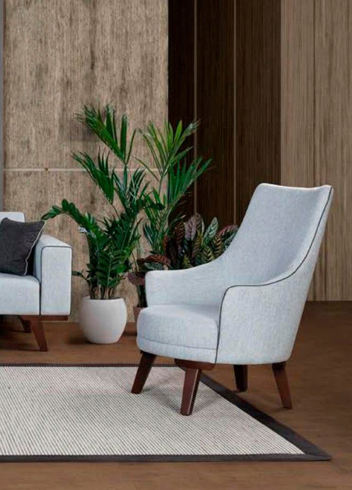 JVmoebel Sessel Einsitzer Sessel Sitz Modern Design Wohnzimmer Polster Stil Grau Neu (Sessel), Made in Europe