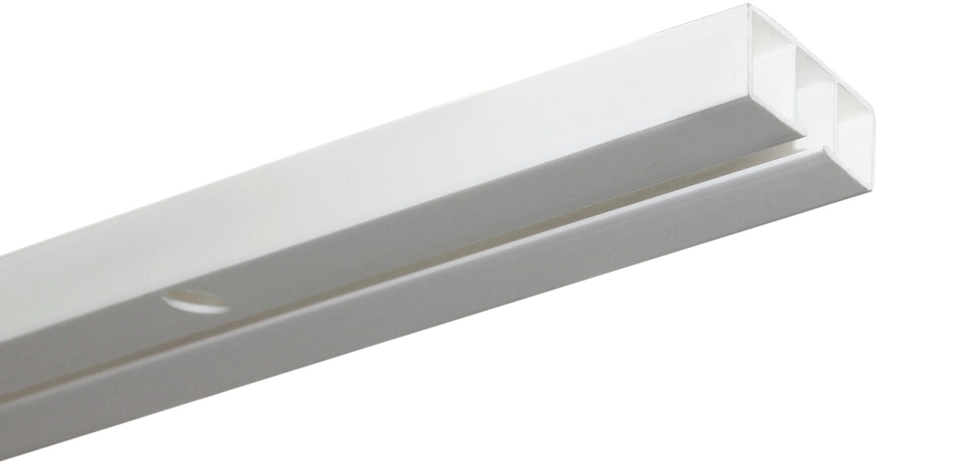 GARDINIA Vorhangschiene Slim Line, 1-läufig, mit Bohren, Kunststoff, mit Bohren, Deckenmontage, Kunststoff, Aufputzschiene