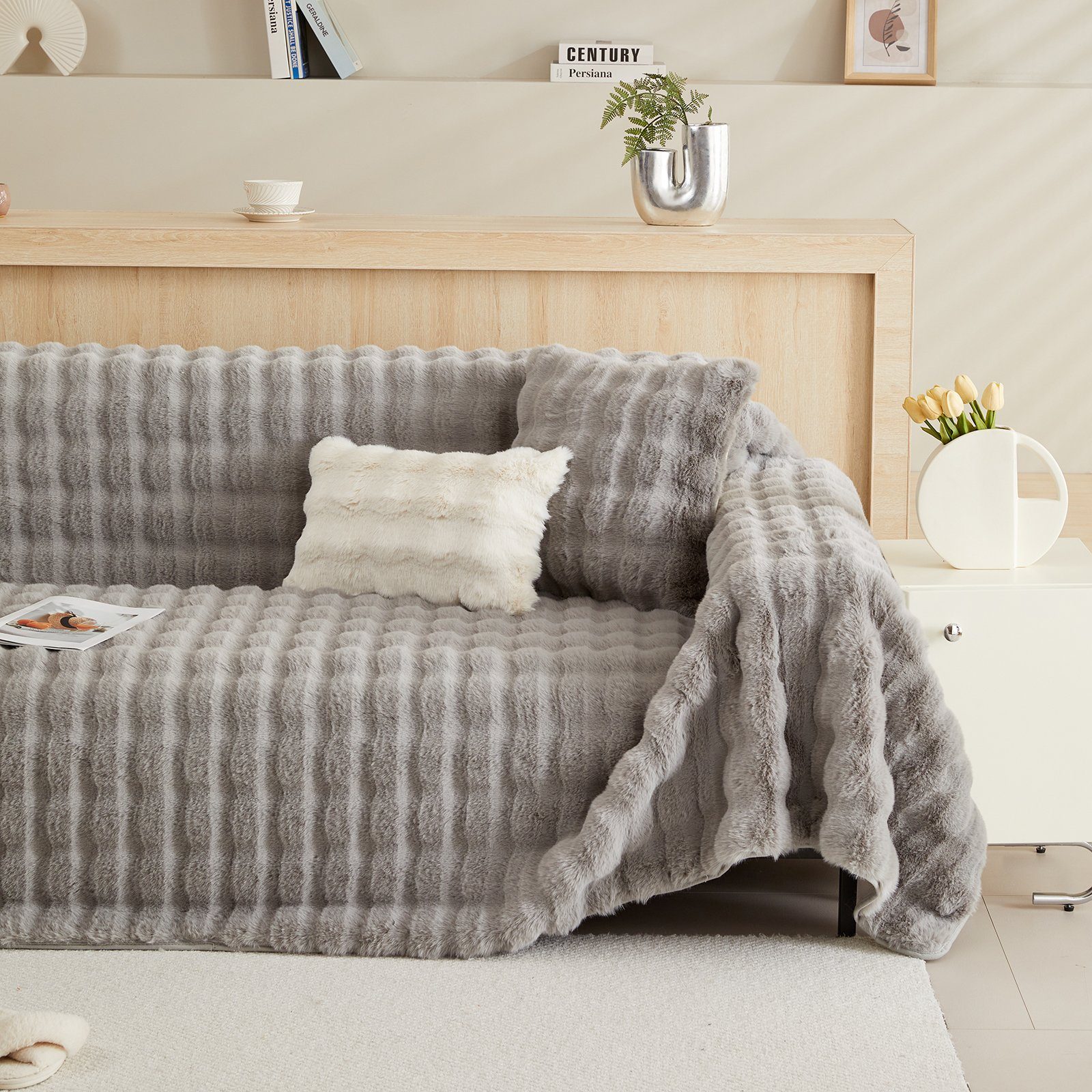 Wohndecke Kunstfelldecken Sofadecke Bubble Blanket, Polyester günstig online kaufen