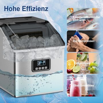 KOMFOTTEU Eiswürfelmaschine, Edelstahl-Eiswürfelbereiter für 22 kg/Tag