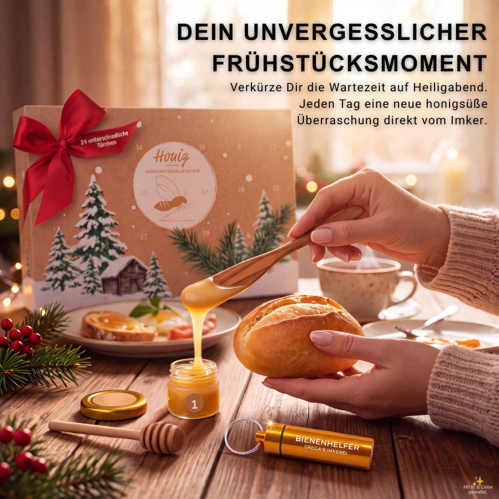 Grega´s Imkerei Lebensmittel-Adventskalender Honig 2026 mit 24 unterschiedlichen Türchen (Honig Adventskalender 2026), Feinkost Adventskalender direkt von deuts – Bild 2 von 5