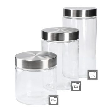 MamboCat Vorratsglas 6tlg. Set Vorratsdosen Bera - 2x 800ml + 2x 1,2L + 2x 1,7L, Glas
