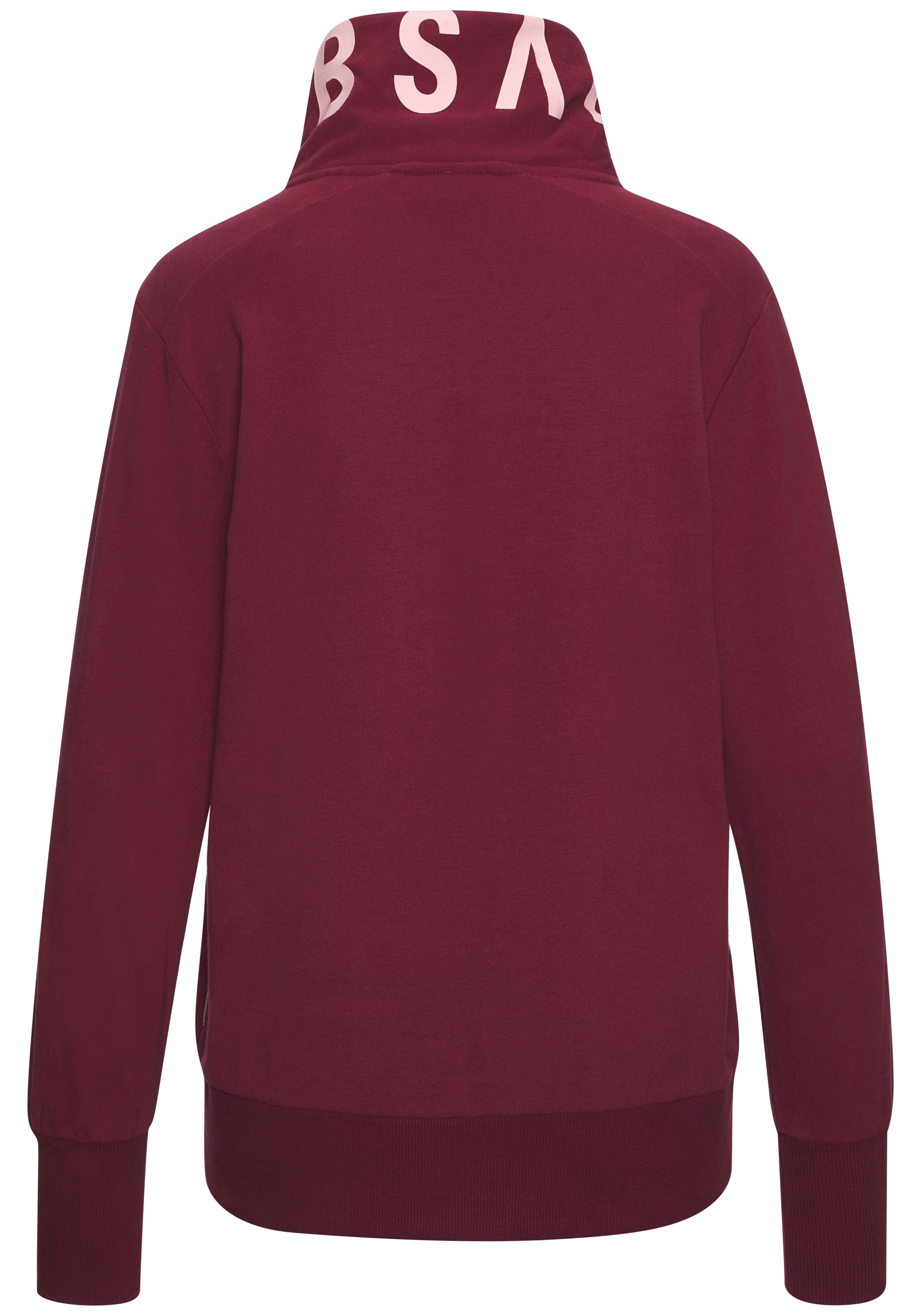 Elbsand Sweatjacke Alvis mit Logodruck am Kragen, bequeme Freizeitjacke mit Stehkragen