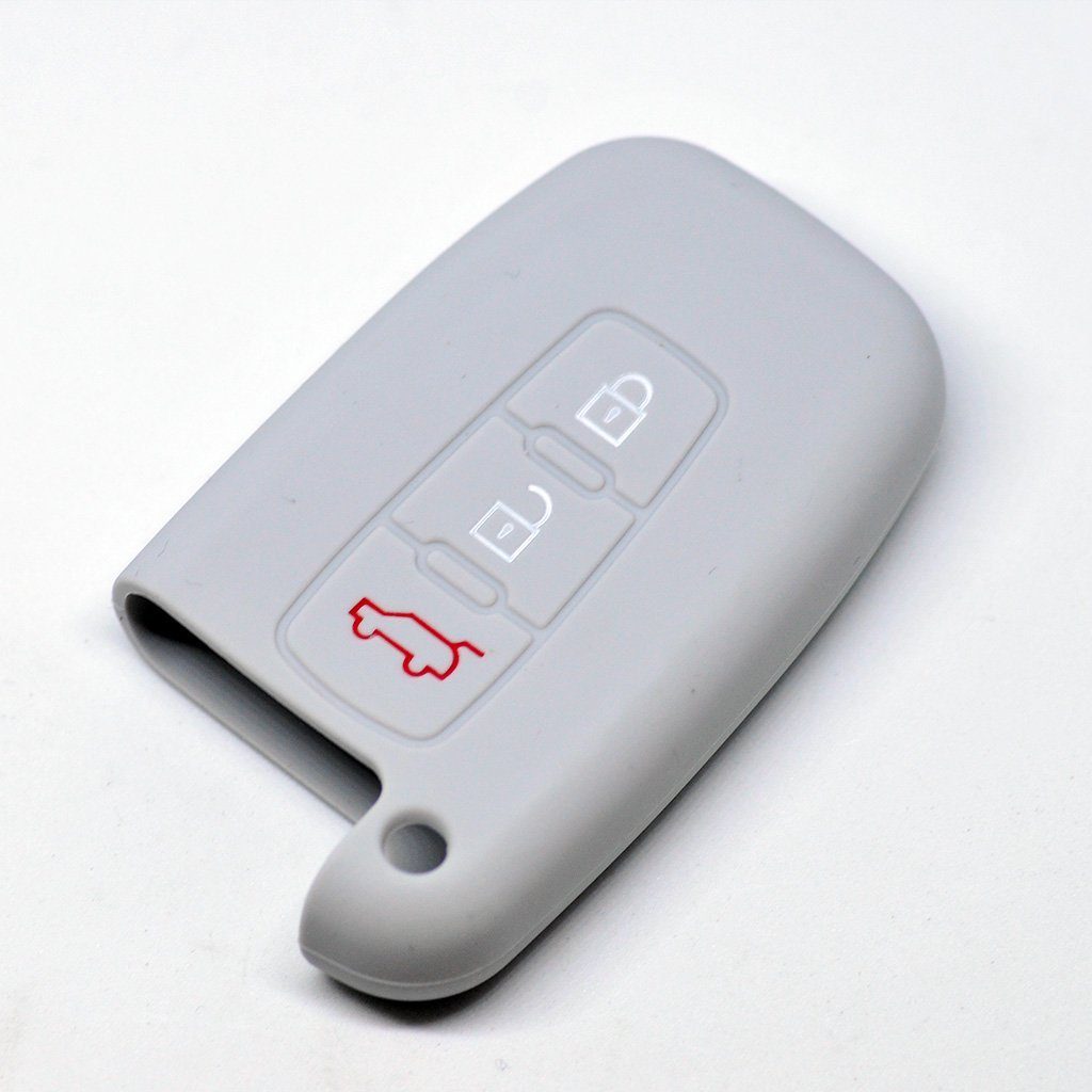 mt-key Schlüsseltasche Autoschlüssel Softcase Silikon Schutzhülle Grau, für Hyundai Genesis Sonata KIA Optima Sportage KEYLESS SMARTKEY