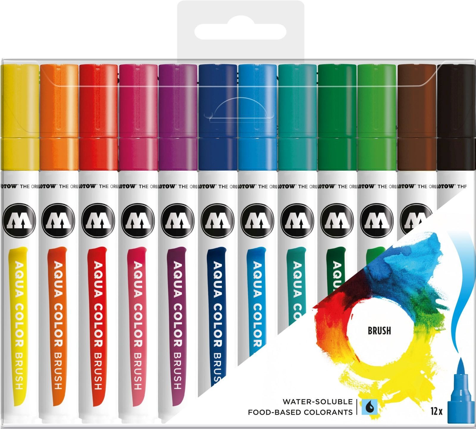 MOLOTOW Filzstift Aquarellstift Color Brush Aqua Basic Set 1 1-2mm sortiert VE=12 Stück