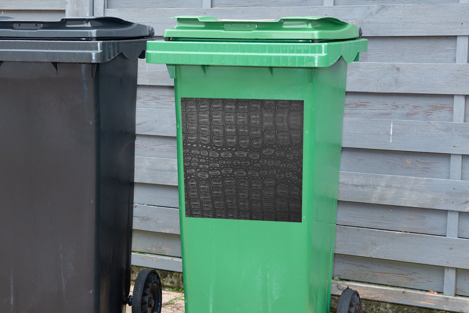 Textur Abfalbehälter MuchoWow Mülltonne, - - Sticker, Wandsticker (1 Container, Leder Tierhaut Mülleimer-aufkleber, St),