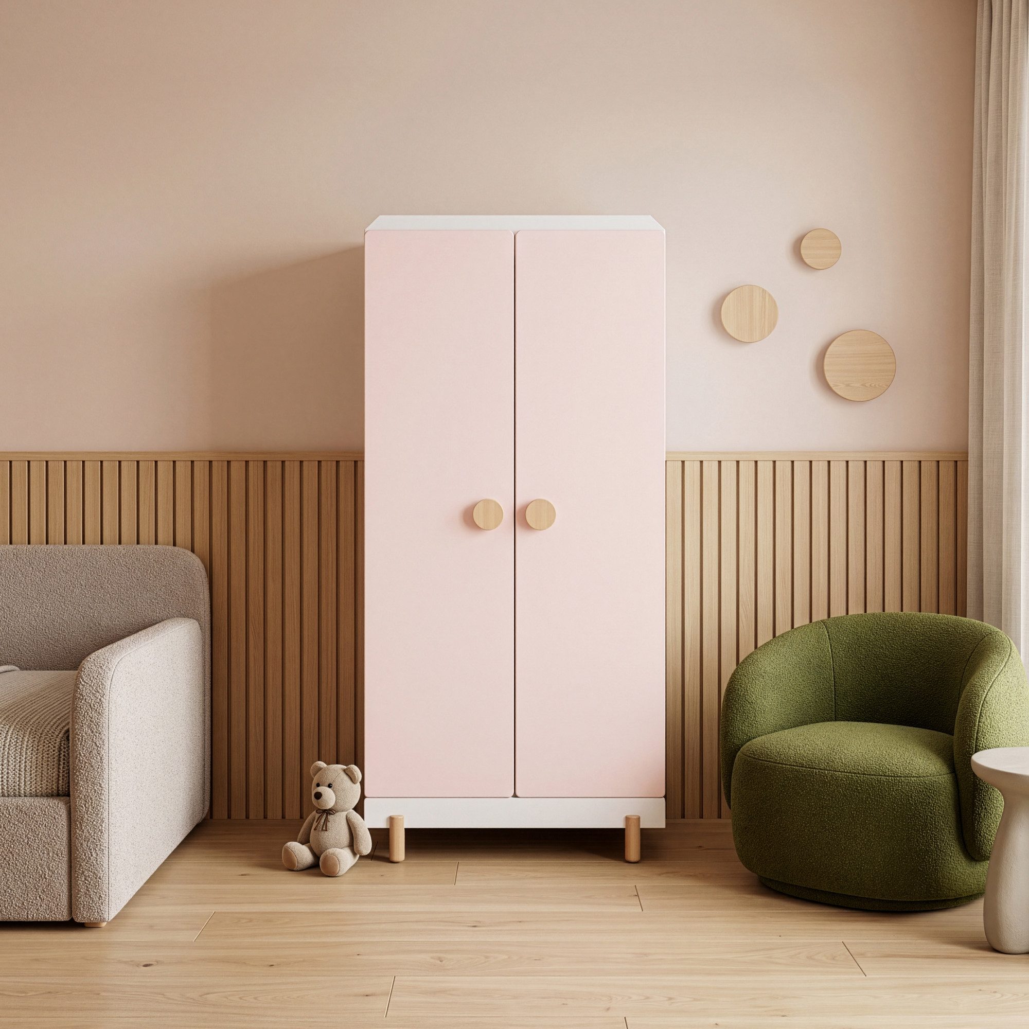 en.casa Kinderkleiderschrank »Vaarentaa« 126x60x41 cm Weiß/Cotton Candy – Bild 5 von 5