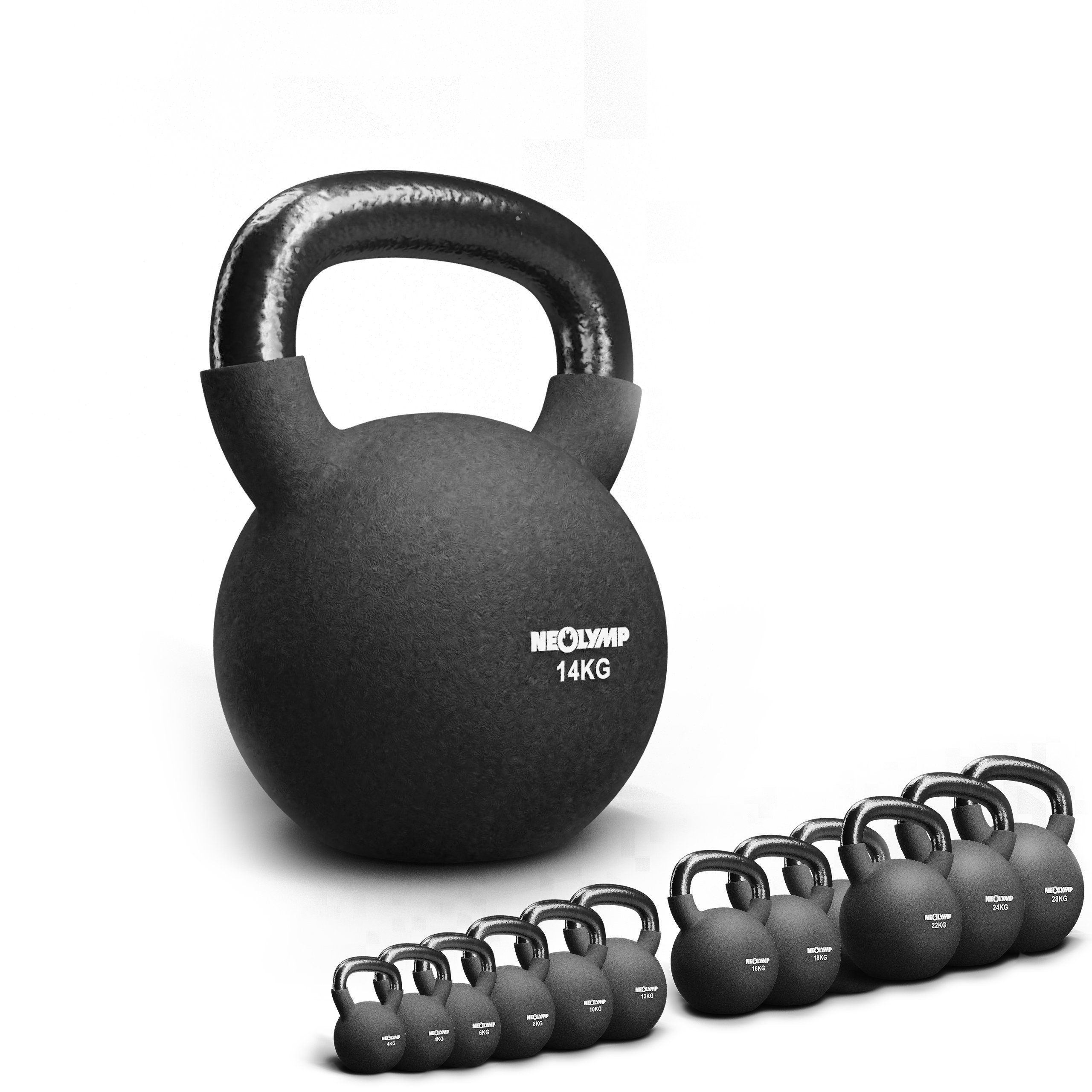 Kugelhantel, 2-28 wasserabweisend, und kg, Kettlebell phthalat- bleifrei Neoprenummantelung, bodenschonend, Stahlkern, Kettlebell, Schwarz KB210 Neopren NEOLYMP