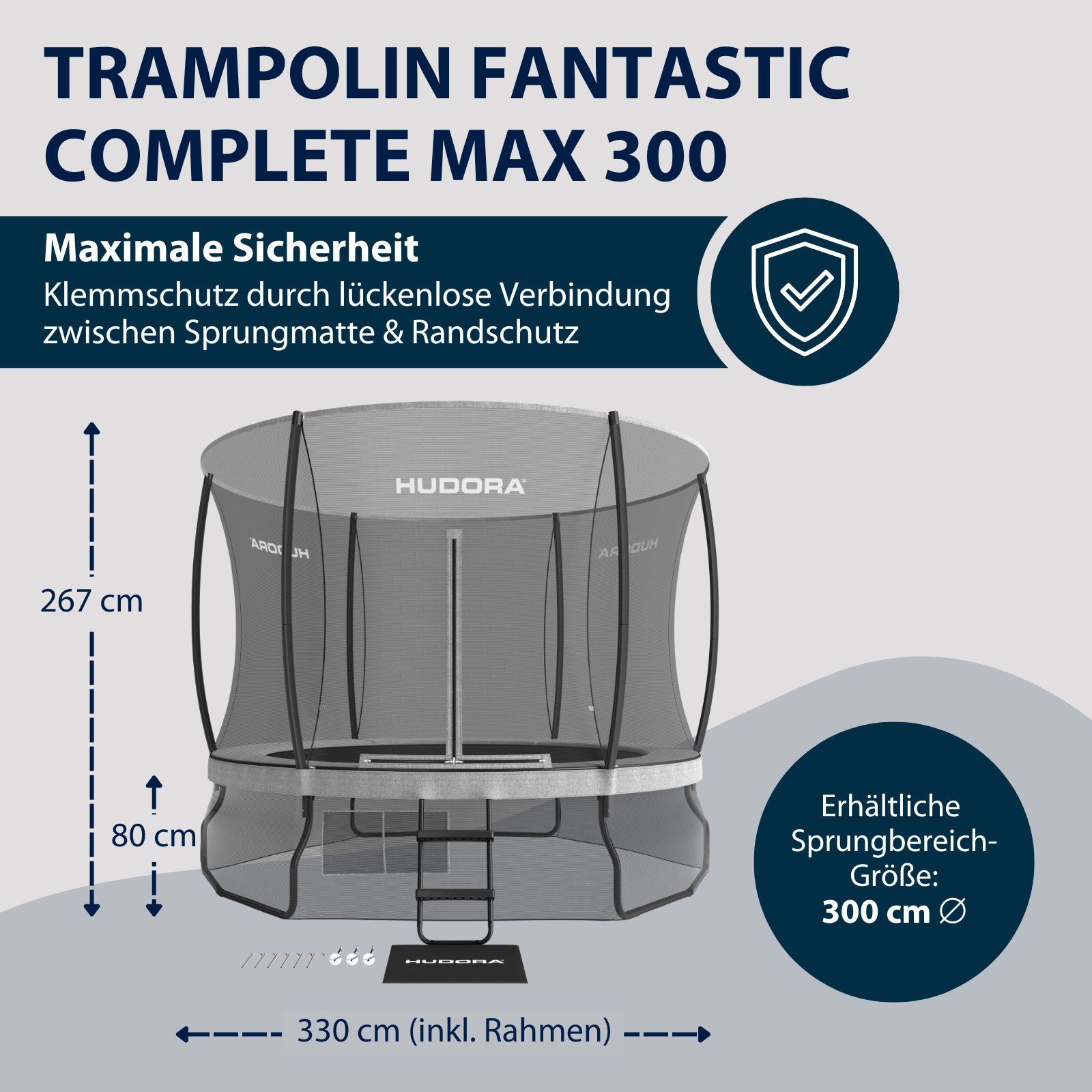 Hudora Gartentrampolin Fantastic Complete Max 300, Ø 300 cm