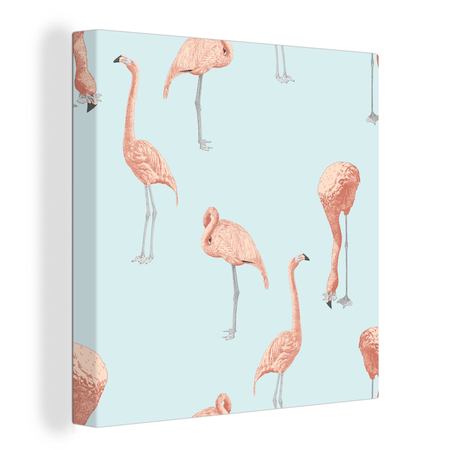 OneMillionCanvasses® Leinwandbild Natur - Muster - Flamingo, (1 St), Leinwand Bilder für Wohnzimmer Schlafzimmer