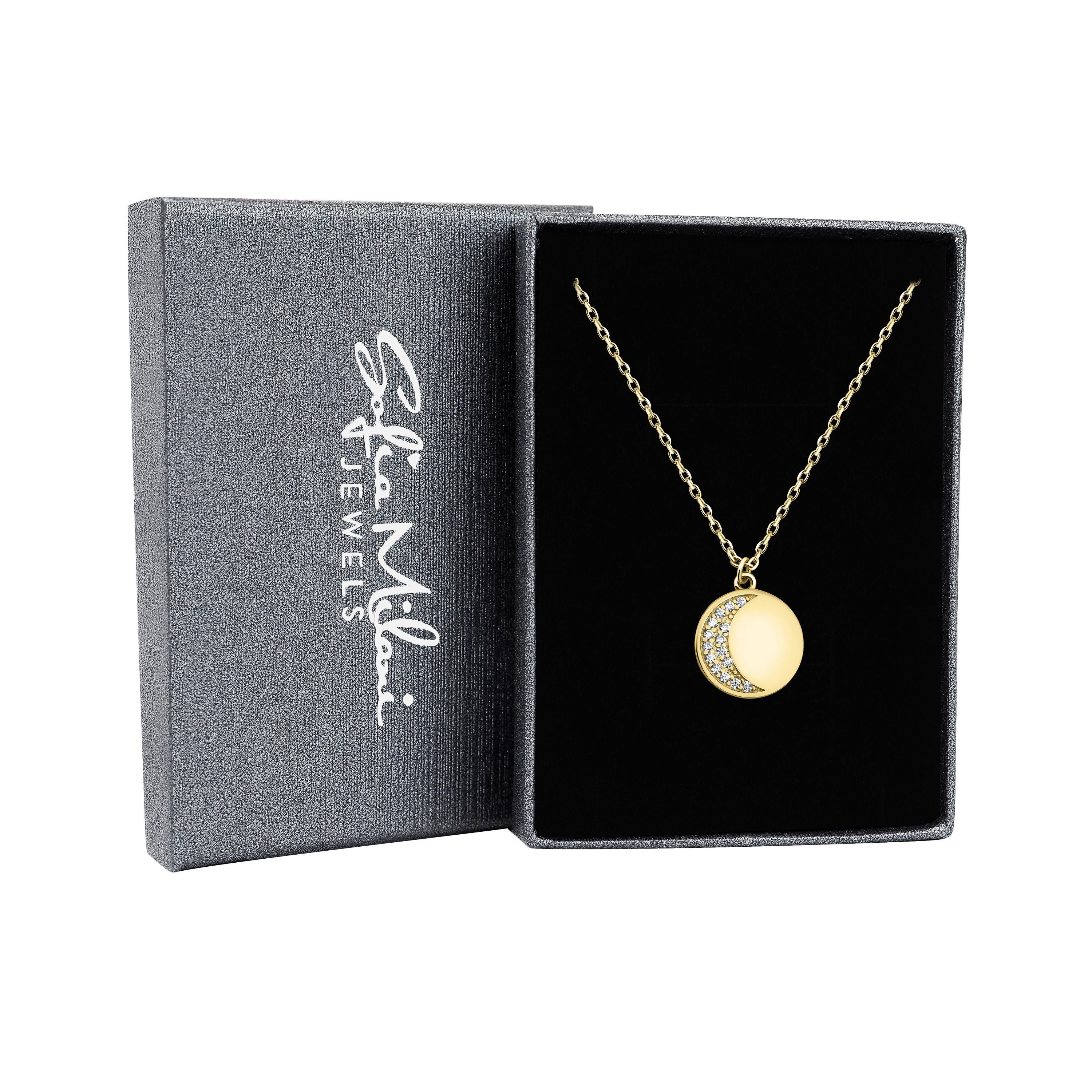 gold Mond, Anhänger Sofia mit Damen Silber 925 Milani Schmuck Kette