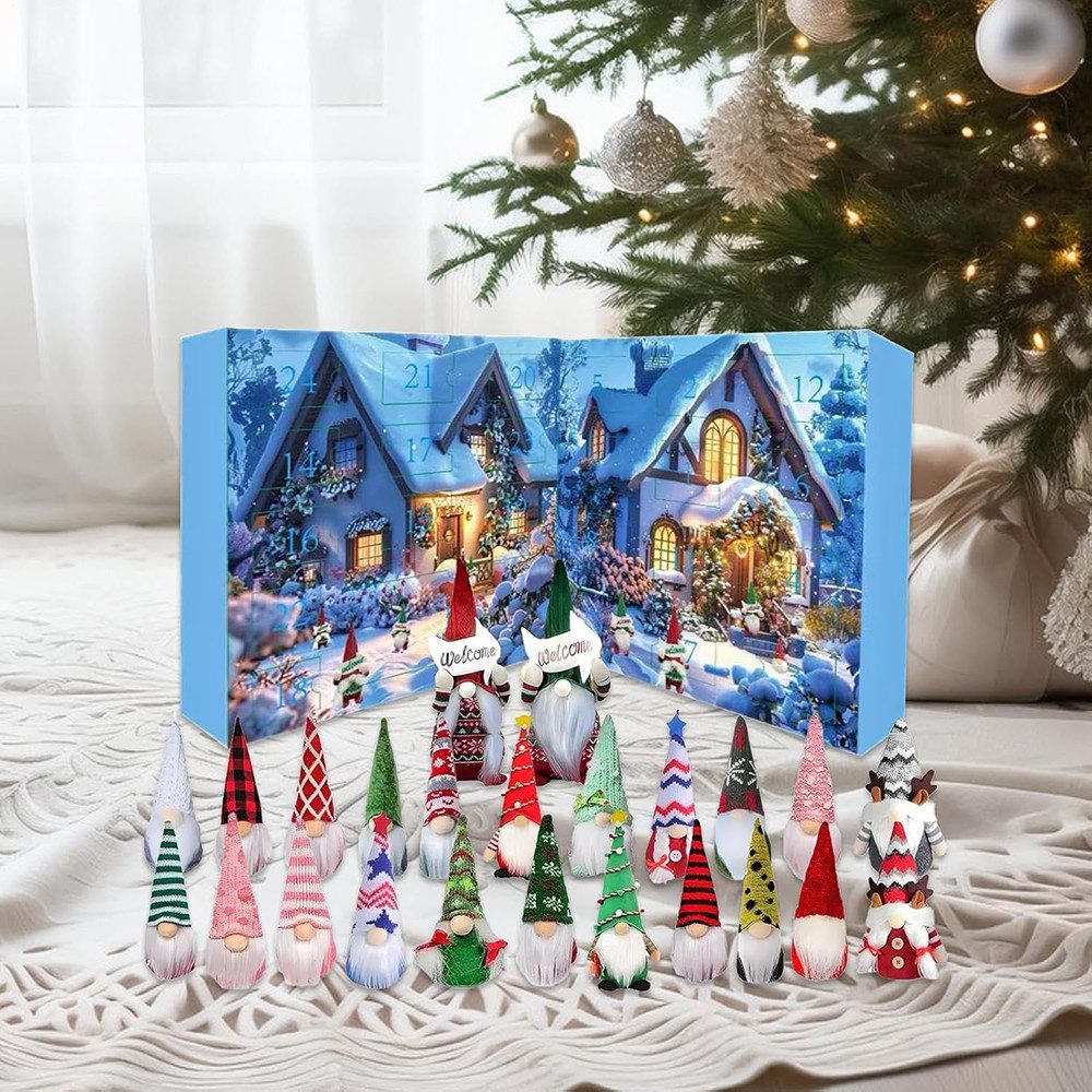 CLTYQ Adventskalender Gnomen Adventskalender 2025 Set mit 24 Gnomen Weihnachtsdekorations, Countdown-Kalendern,Weihnachtskalender,Plüschpuppen – Bild 5 von 5