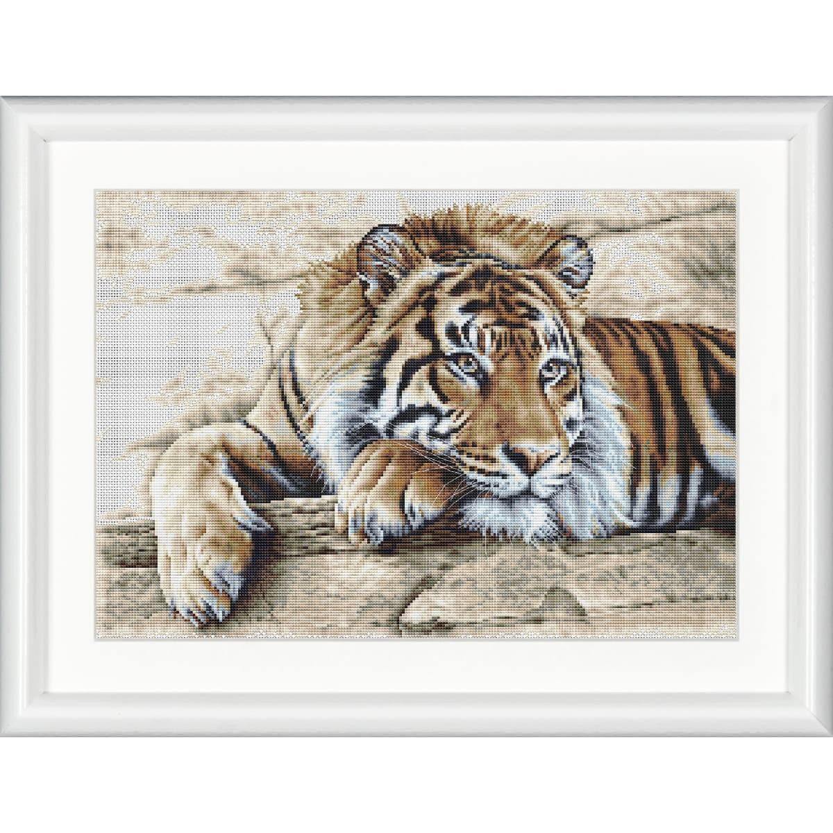Thea Gouverneur Kreativset Thea Gouverneur Kreuzstich Stickpackung "Tiger Aida", Zählmuster, 44x3, (embroidery kit by Marussia)