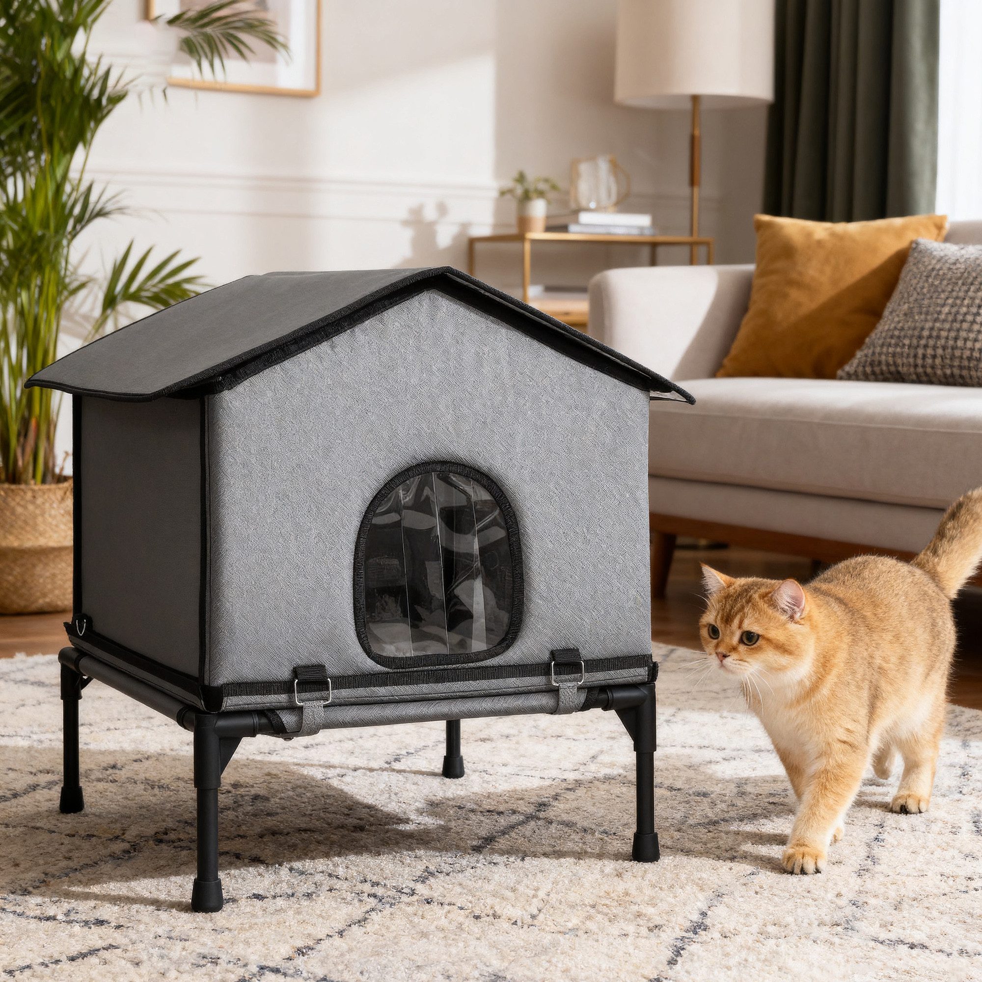 PawHut Tiertransporttasche Katzenhaus mit Kissen bis 10 kg, BxTxH: 58,5x62x60 cm, klappbar