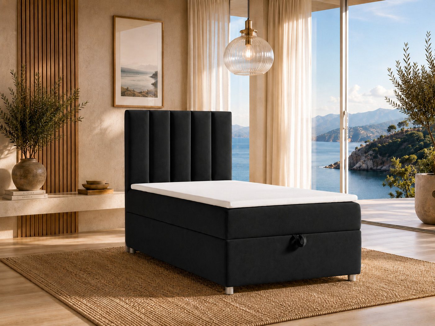 Best for Home Boxspringbett Trinity K10 SINGLE mit Bettkasten & Bonellfederkern, Komfort Topper H3 (Einzelbett, Polsterbett gepolstertes Kopfteil, Jugendbett, Kinderbett versch. Größen, 1-St., 70x200 80x200 90x200 100x200 cm), Stauraum unter dem Bett, Erg