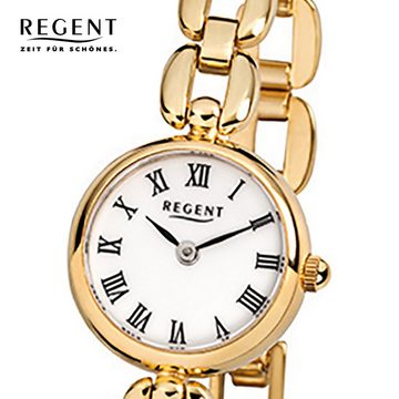 Regent Quarzuhr Regent Damen-Armbanduhr gold Analog F-803, (Analoguhr), Damen Armbanduhr rund, klein (ca. 20mm), Edelstahl, ionenplattiert