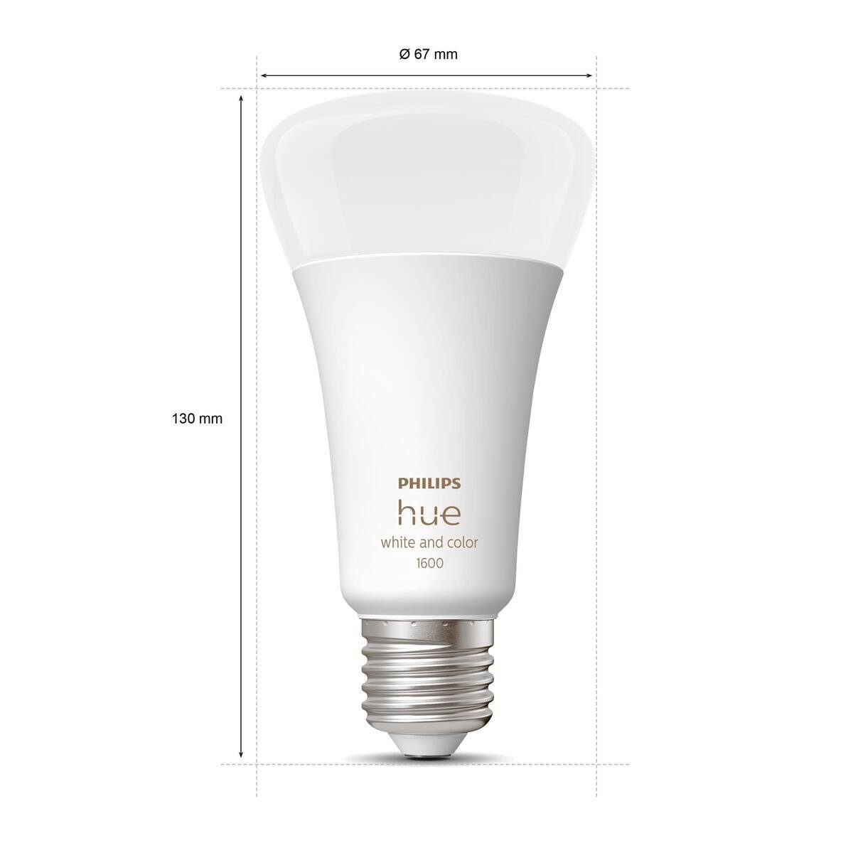 E27 Smart E27, LED-Leuchtmittel Einzelpack, Farbwechsler Warmweiß, Philips Leuchtmittel LED