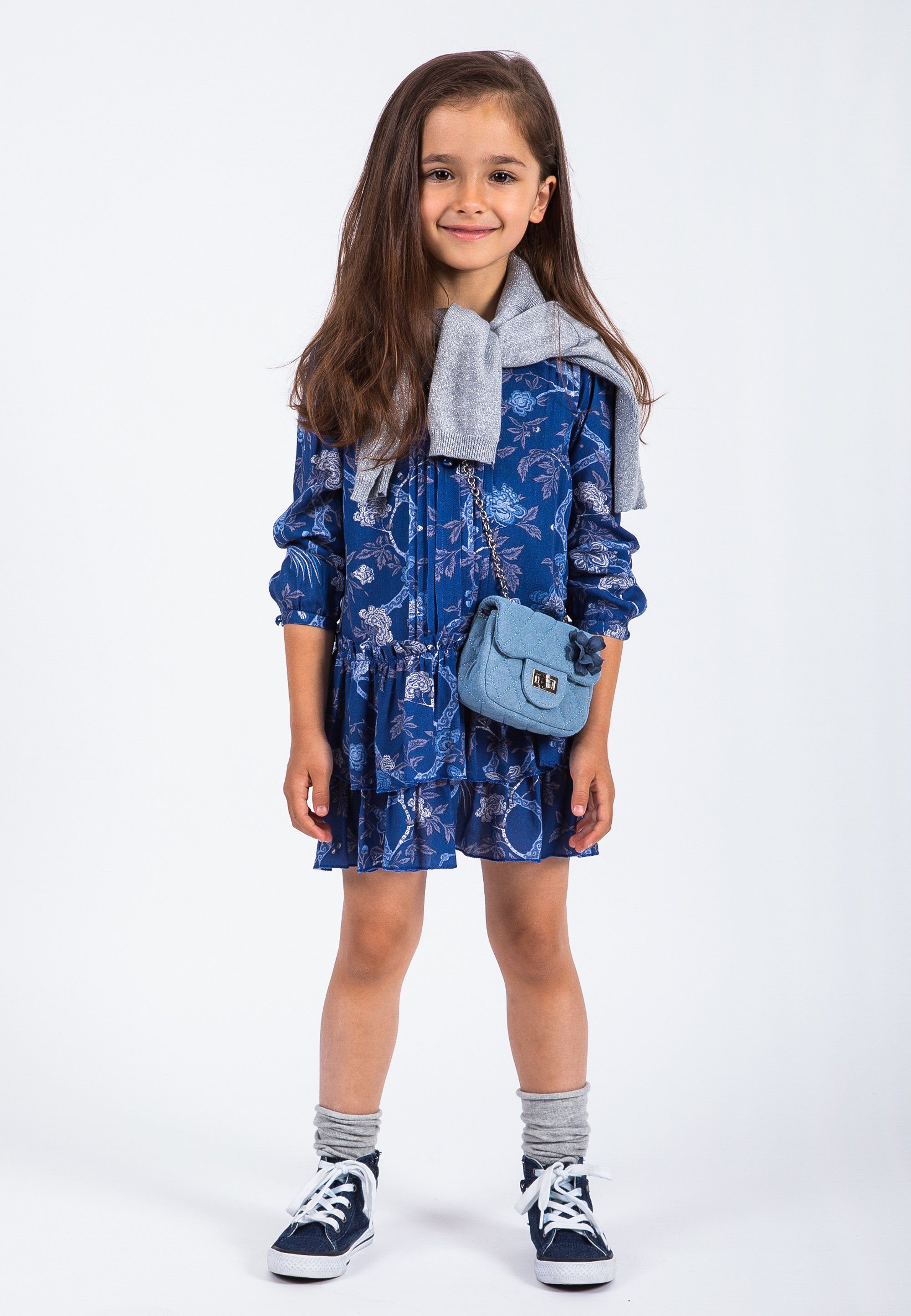 Gulliver Jerseykleid Volants Mädchen A-Linien-Kleid mit Stylishes für mit Allover-Print, floralem