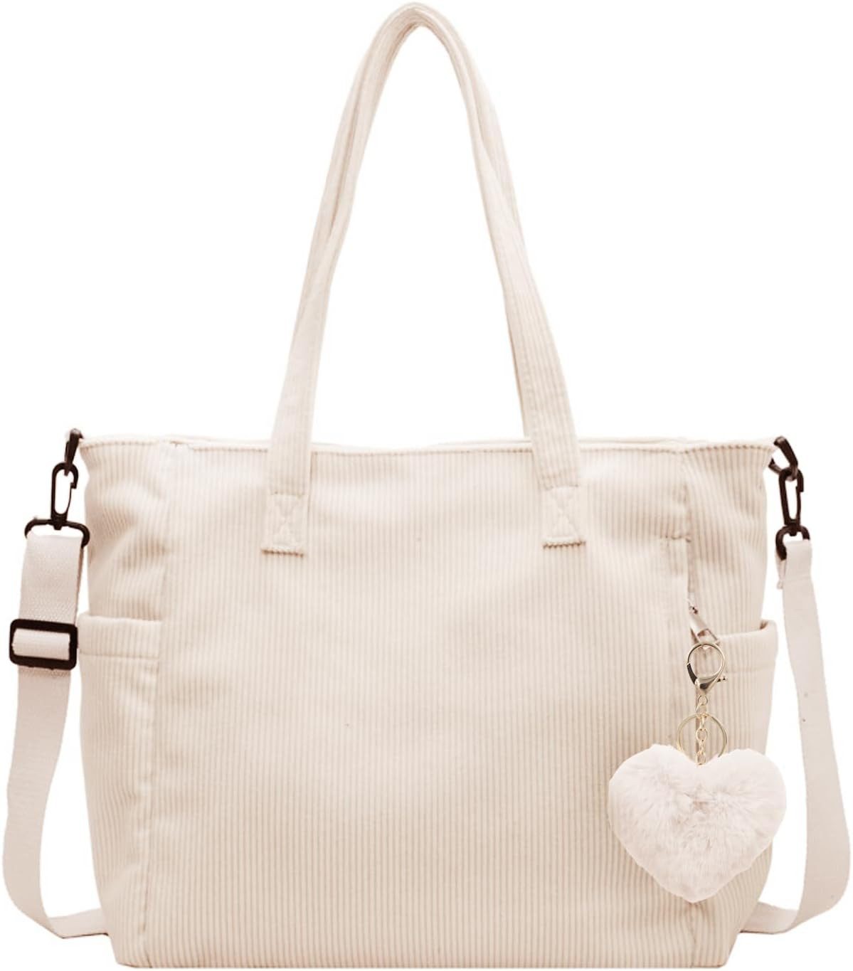 Schultertasche Cord Tasche Damen, Beuteltasche Stofftasche, Groß Shopper Tasche
