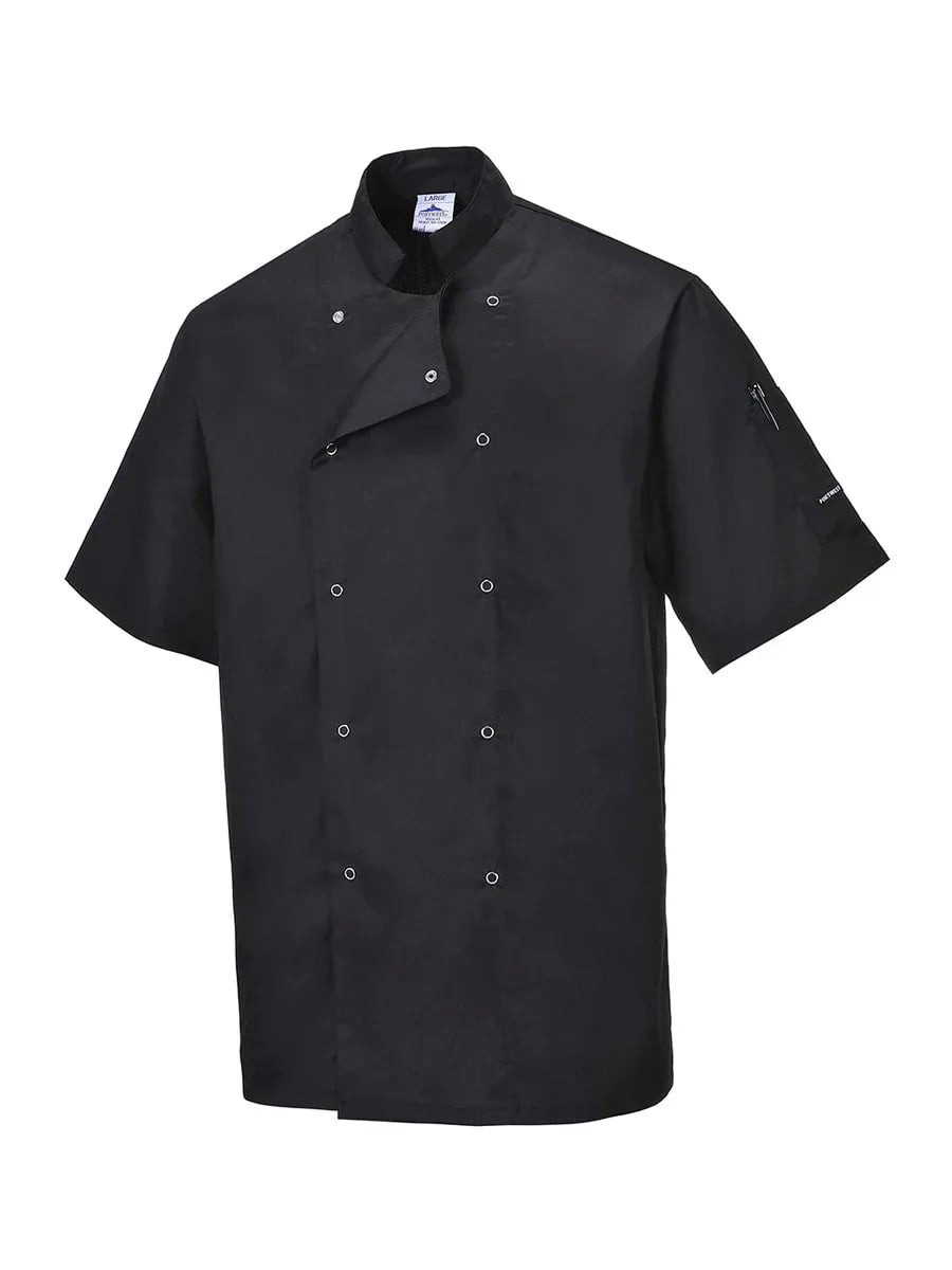 Portwest Kochjacke Portwest Cumbria Kochjacke C733 Schwarz-Grau