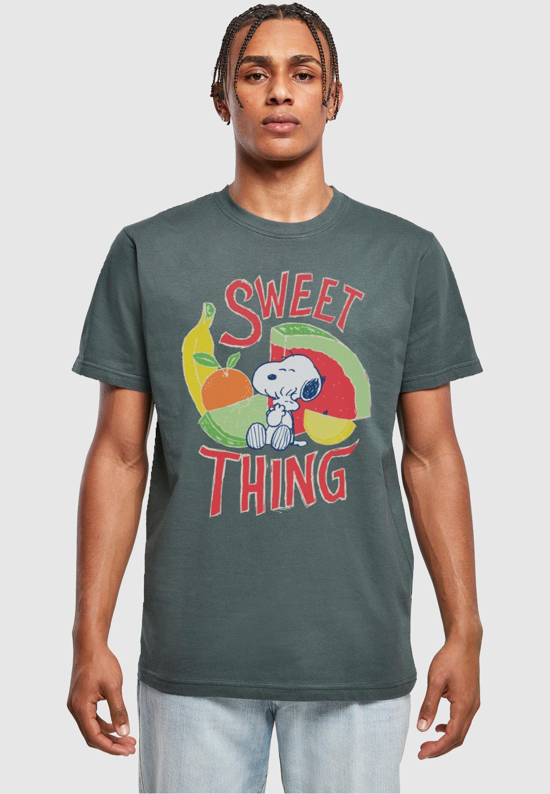 Peanuts bottlegreen Round T-Shirt Neck Sweet - Merchcode thing Herren (1-tlg) T-Shirt