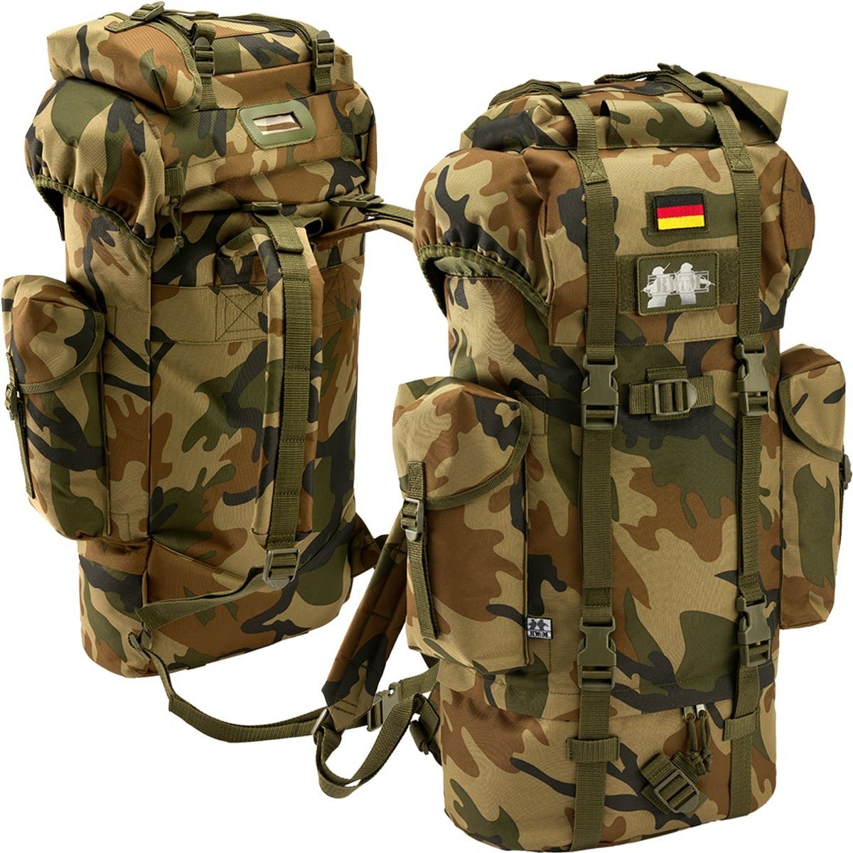 BWuM Daypack BWuM Bundeswehr Kampfrucksack 65L + Patch & Flagge