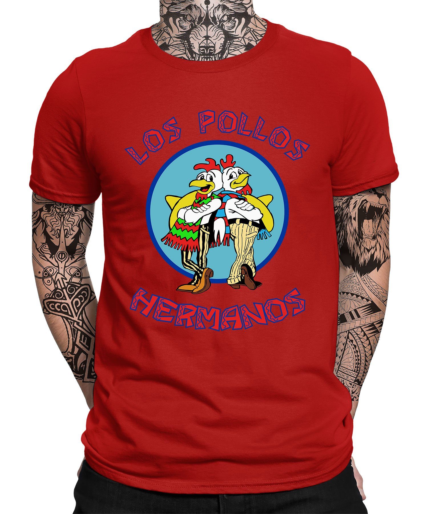 Quattro Formatee Pollos Hermanos Bad Herren Los T-Shirt (1-tlg) Kurzarmshirt Rot