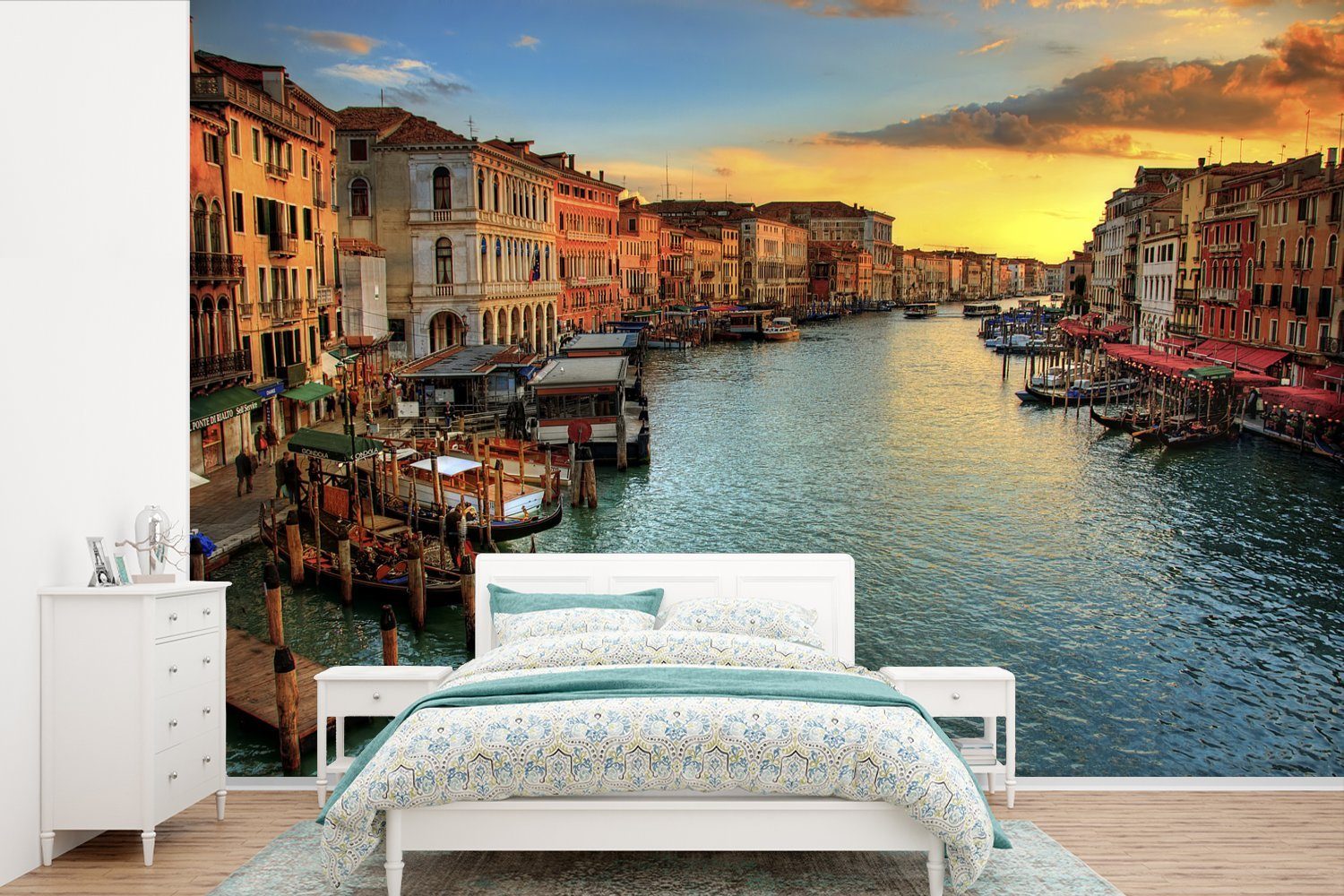 Italien, für Venedig (6 Matt, Kinderzimmer, Schlafzimmer, - Tapete Wohnzimmer, MuchoWow Wallpaper - Sonnenuntergang St), Vinyl Fototapete bedruckt,