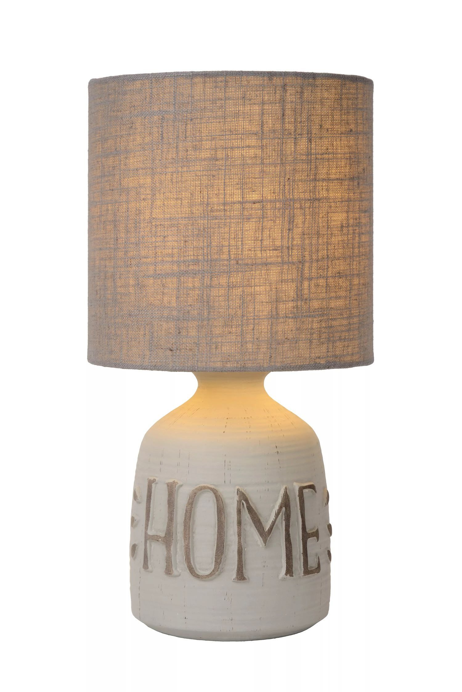 Licht-Erlebnisse Nachttischlampe DILO, ohne Leuchtmittel, Stoff Keramik rund D: 16,5 cm 32,5 cm Grau E14 Modern Keramiklampe