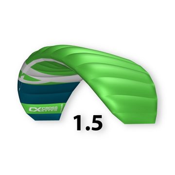 CrossKites Flug-Drache CrossKites Lenkmatte Quattro 1.5 Green mit Handles, Handles, Leinen, 2 Kitekiller