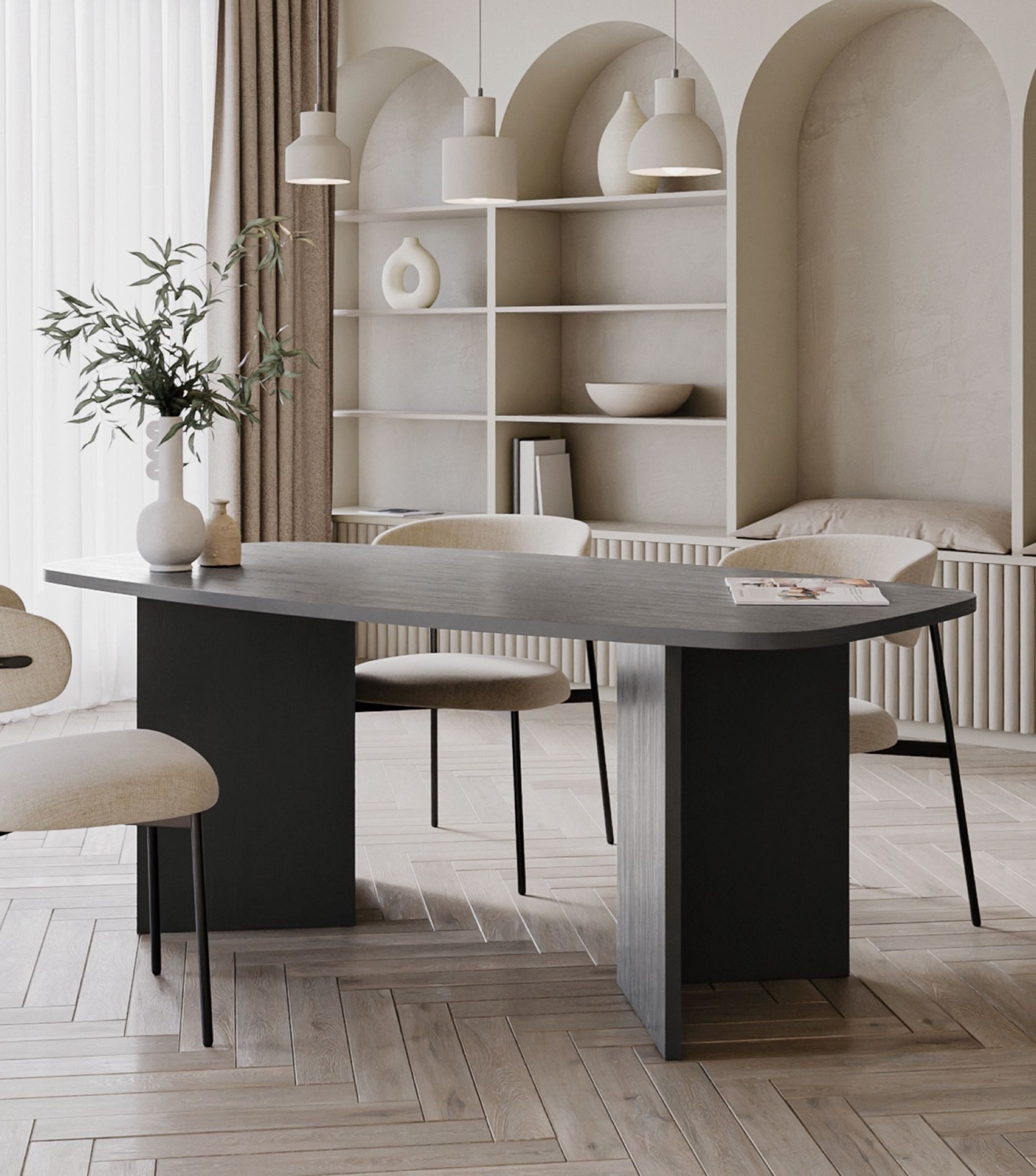 Selsey Esstisch Piano, robuste 28mm Platte, abgerundete Kanten, 6-8 Personen, 190x100 cm