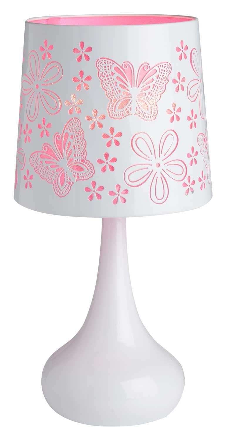 Nachttischlampe Tischlampe JULES, 1-flammig, H 33 cm, Rosa, Weiß, Dimmfunktion, ohne Leuchtmittel, Touch-Dimmer