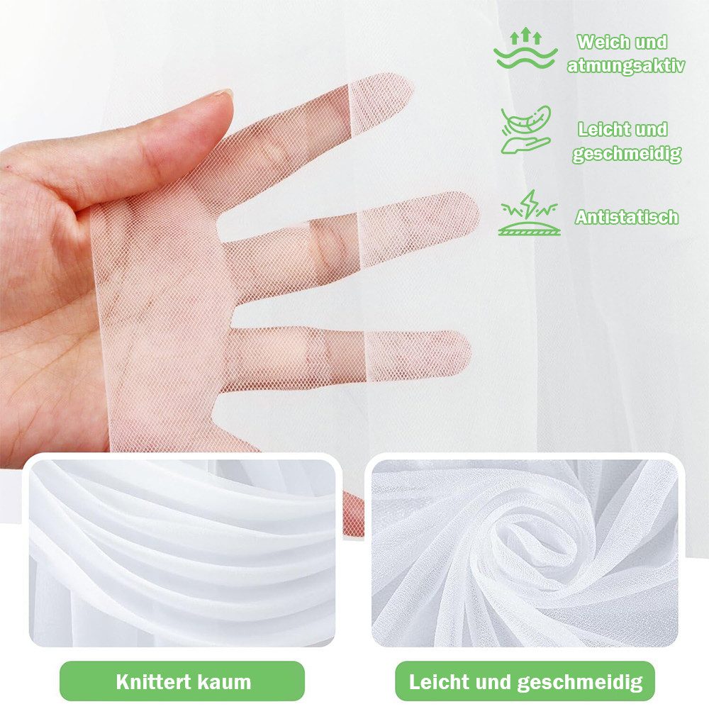 AFKSMILE Querbehang Querbehang Freihanddeko Hochzeit Vorhang, Weißer Tüllstoff 160 x 600cm, Transparente Gardinen,Soft Tüll Stoffe zum Nähen,Wandbehang Dekoration