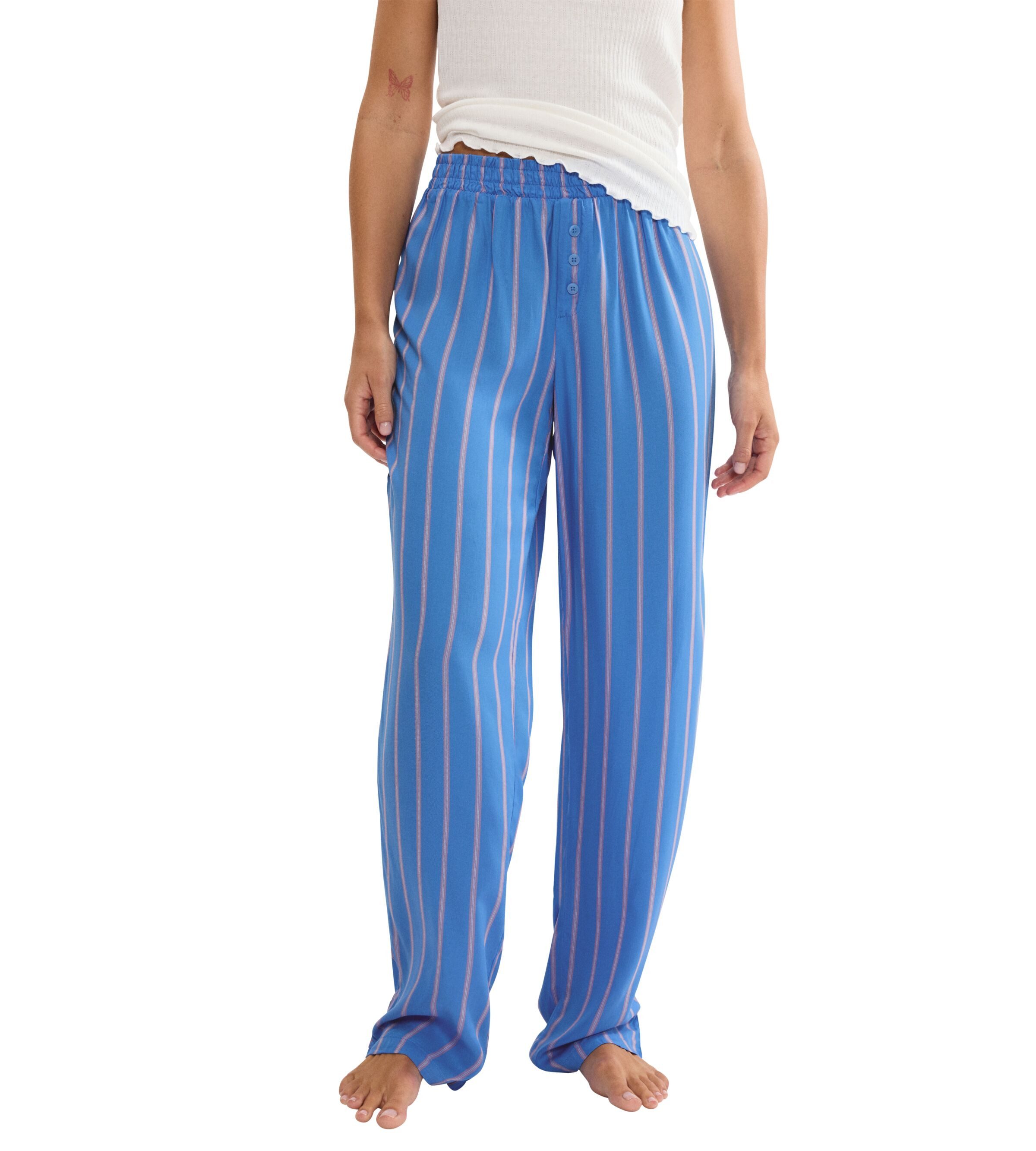 Triumph Pyjamahose Mix & Match Trousers Viscose 01 Gummizug, gestreift, leicht