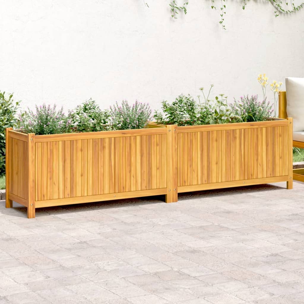 vidaXL Blumentopf Pflanzkübel mit Einlage 199x38,5x50 cm Massivholz (1 St)