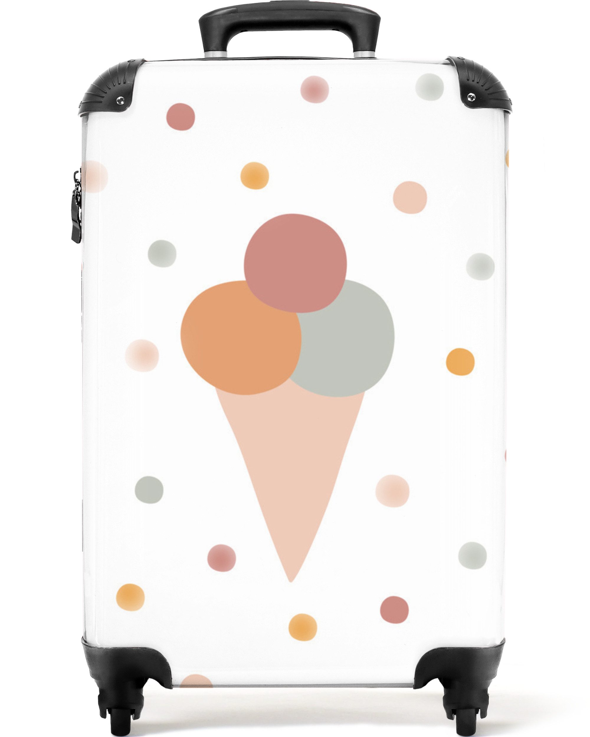 NoBoringSuitcases.com© Kinderkoffer Eiscreme - Muster - Pastell - Mädchen - Kinder 55x35x20cm, 4 Rollen, Ручной багаж-чемодан, Kinderkoffer, Reisekoffer Mädchen