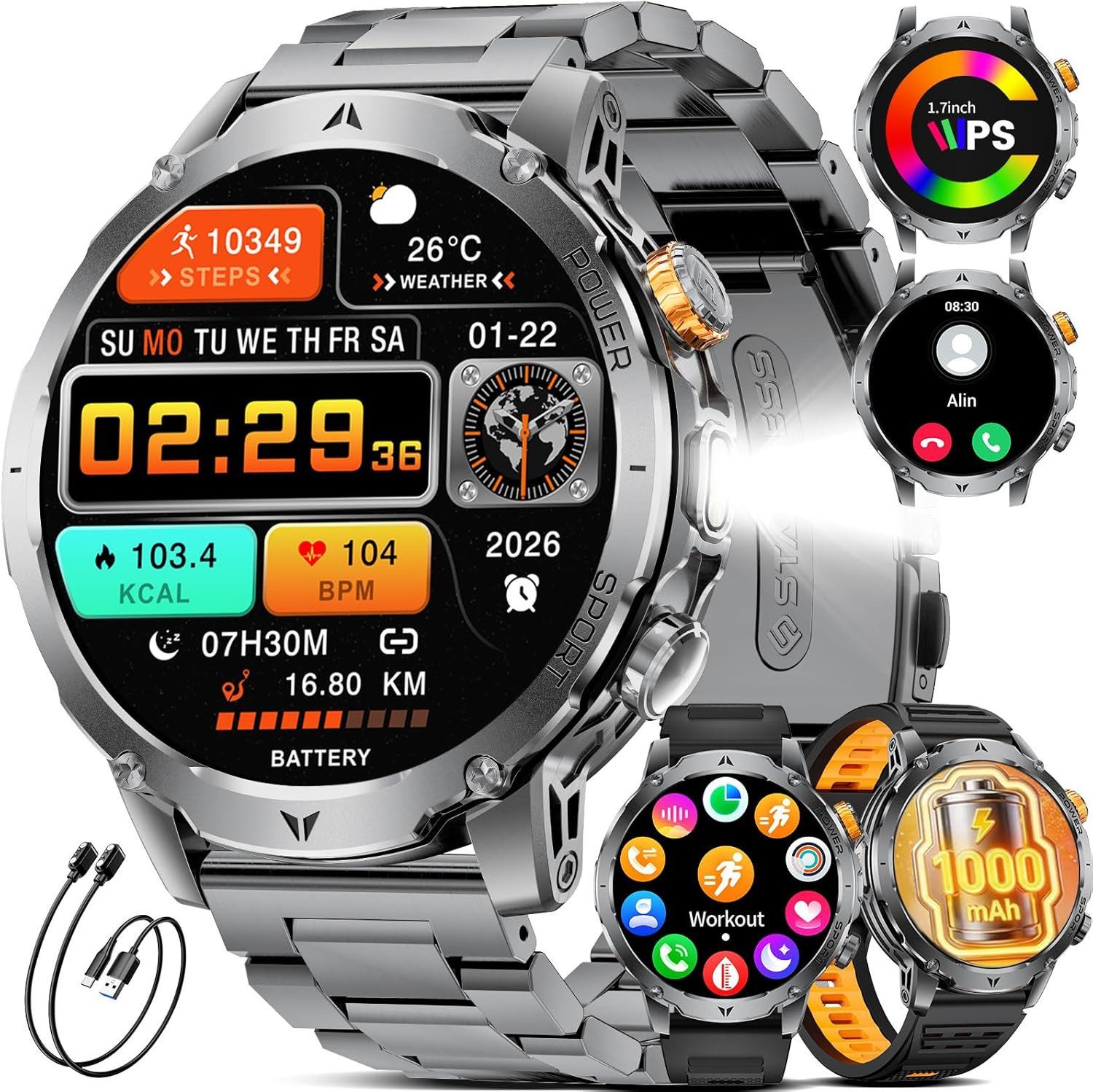 Lige Sportuhr T-Rex3 Pro Smartwatch Sport-Lauftracker Fitness Tracker, 500 anpassbare Zifferblätter, Handgelenk-Aktivierung