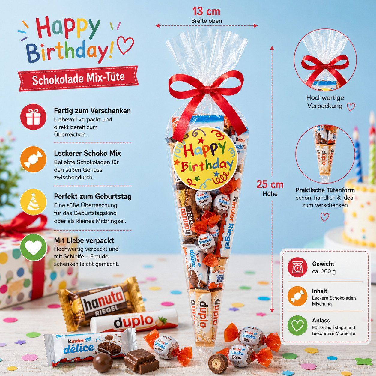 Candy & Bar Lebensmittel-Geschenkset Schokolade Mix Tüte – Fertiges Geschenk für viele Anlässe