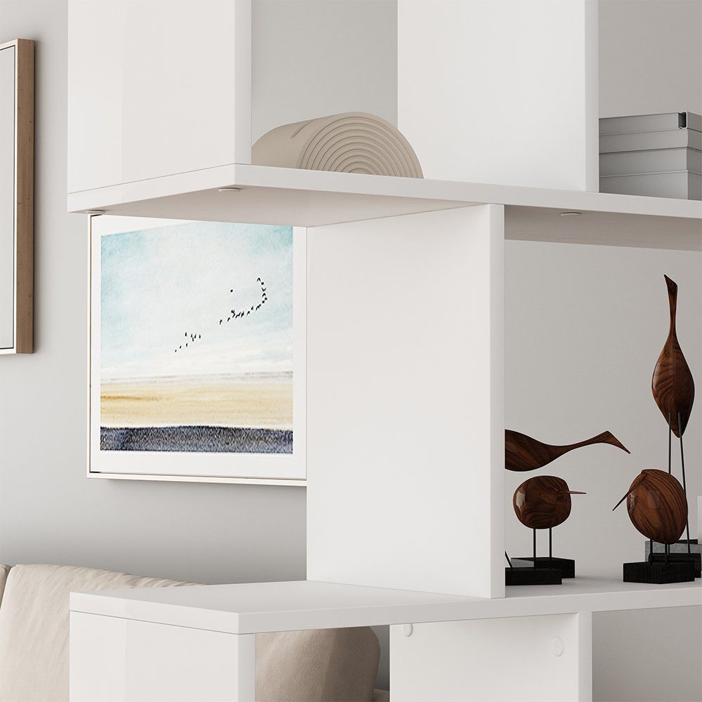 Vicco Raumteiler Aramis, Weiß/Weiß, 106 x 161.5 cm 9 Fächer, 1-tlg.