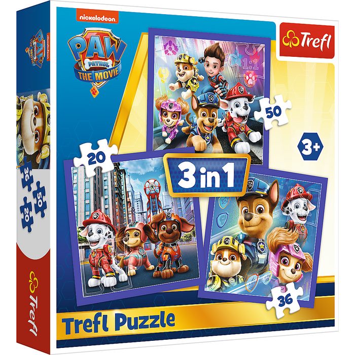 Trefl Puzzle Trefl 34861 Paw Patrol Der Film 3in1 Puzzle 20 Puzzleteile Made in Europe