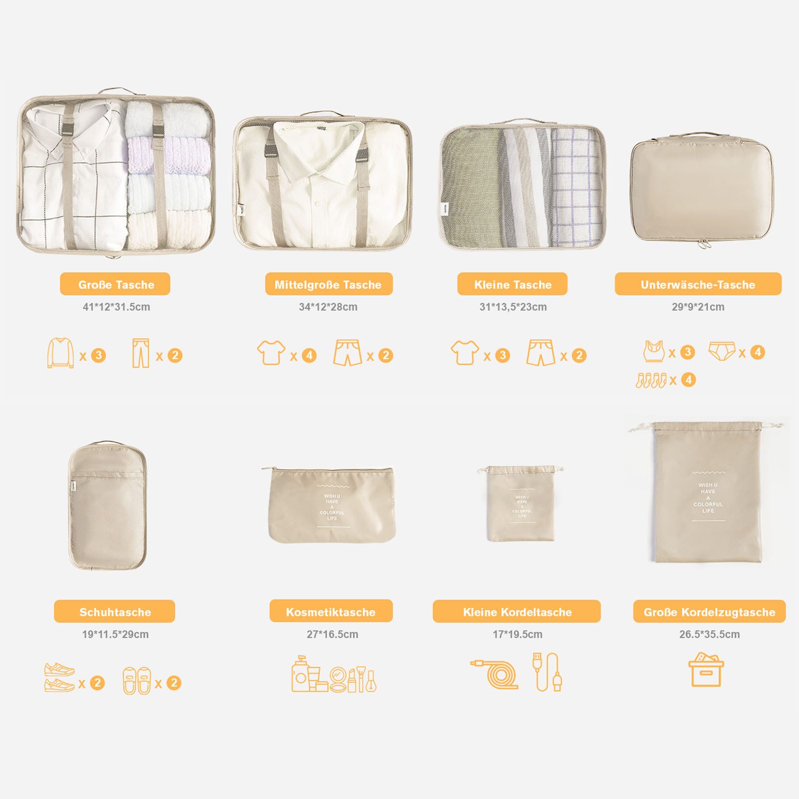 STILVORA Kofferorganizer Koffer Organizer Set 8-teilig Reisebeutel Set mit günstig online kaufen