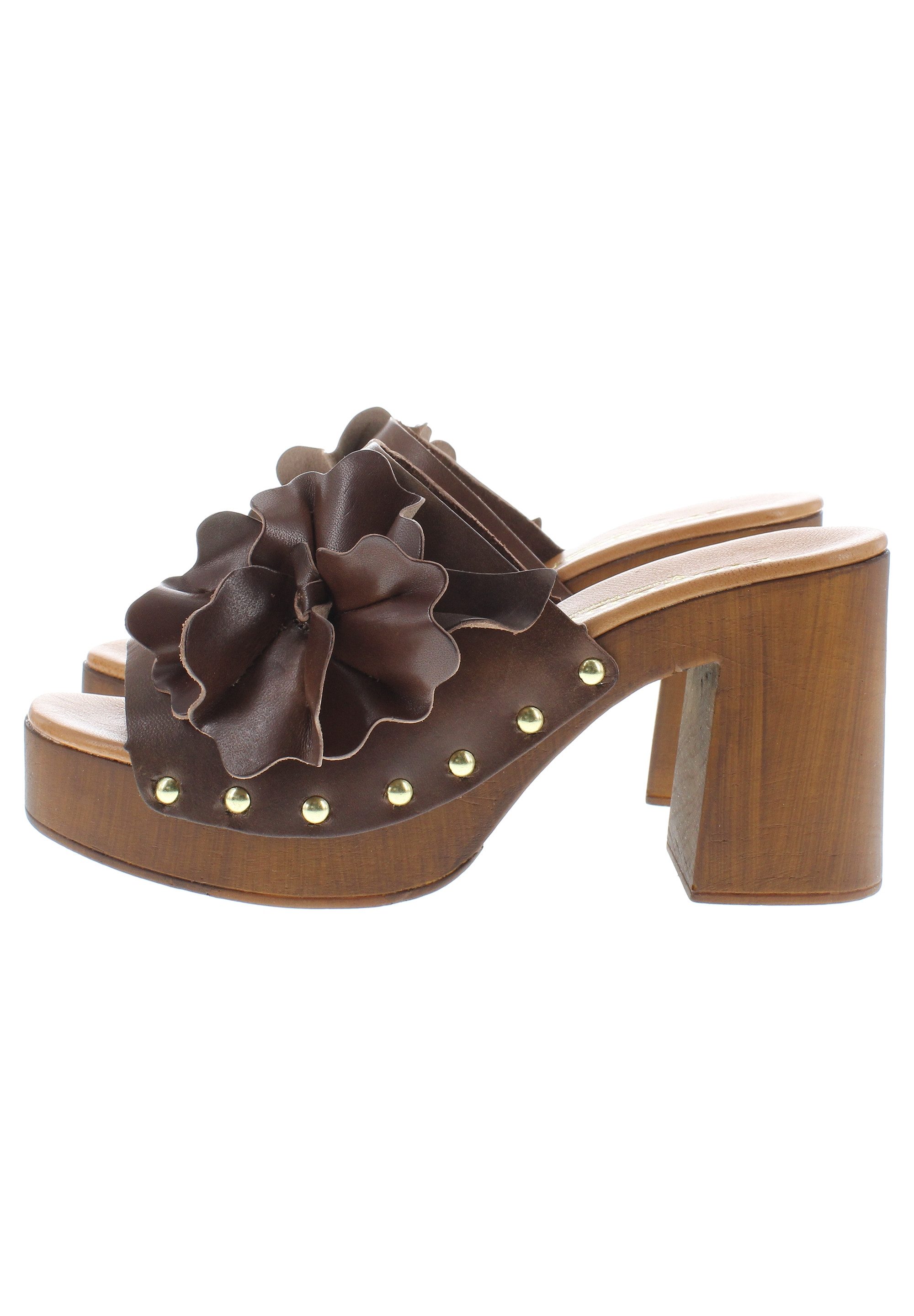 Everybody MARCELLA - Retro Plateau-Pantolette mit Lederblume Pantolette